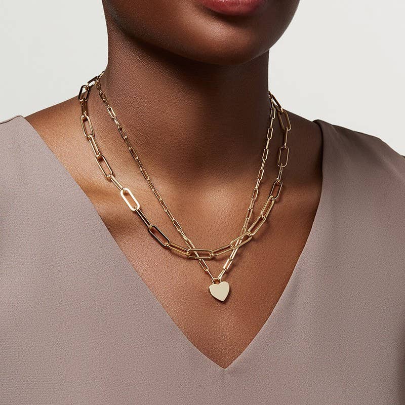 Gold Heart Layered Necklace