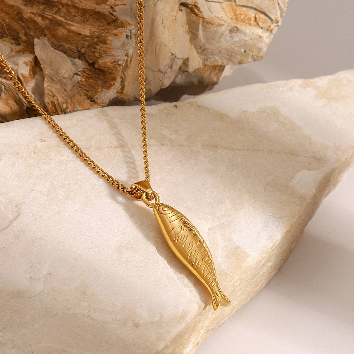 Gold Fish Charm Necklace