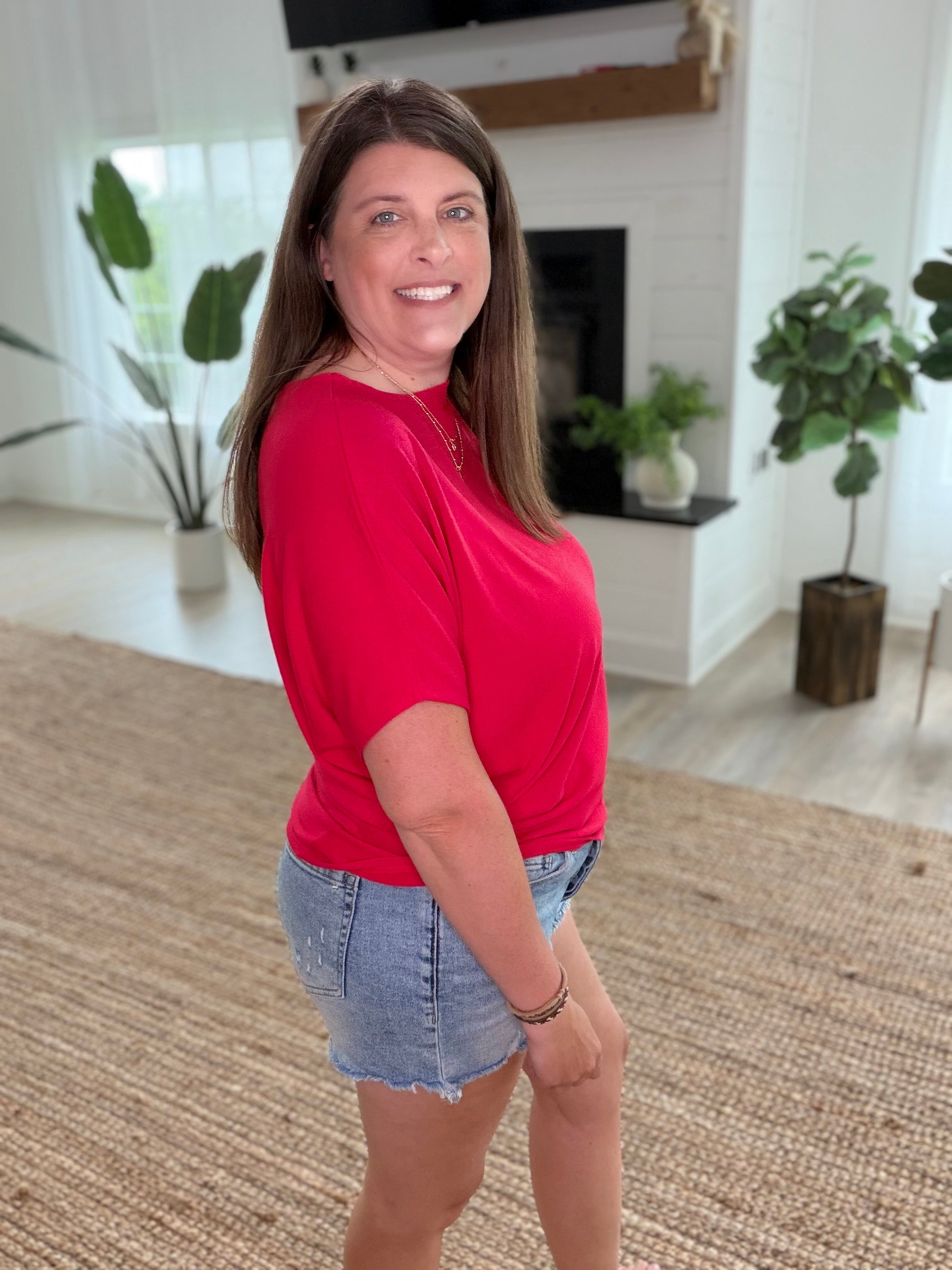 Ruby Hacci Dolman Sleeve Boat Neck Top