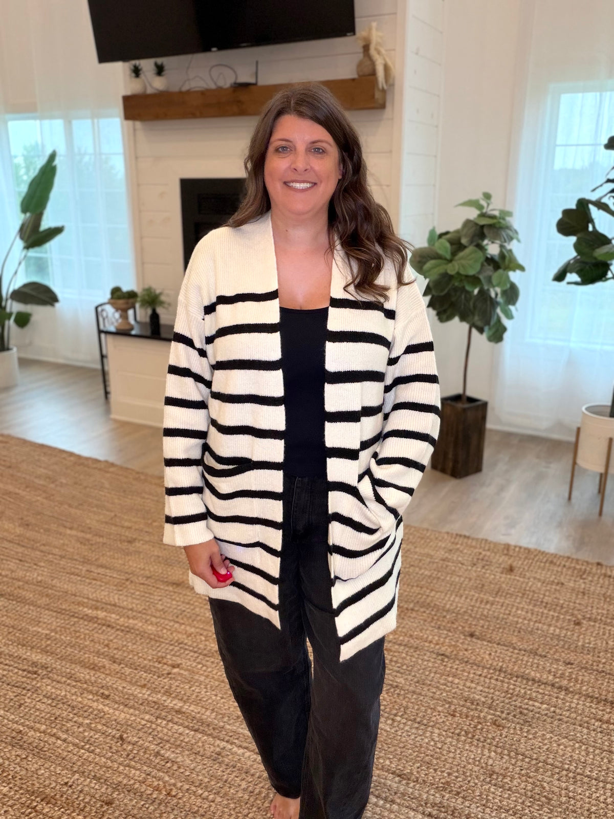 Cream Stripe Cardigan