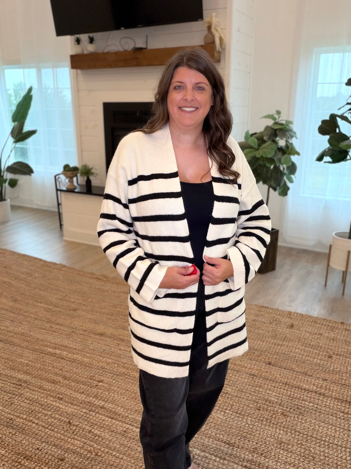 Cream Stripe Cardigan