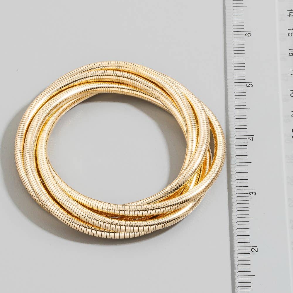 Interlocking Gold Snake Chain Bangle Set