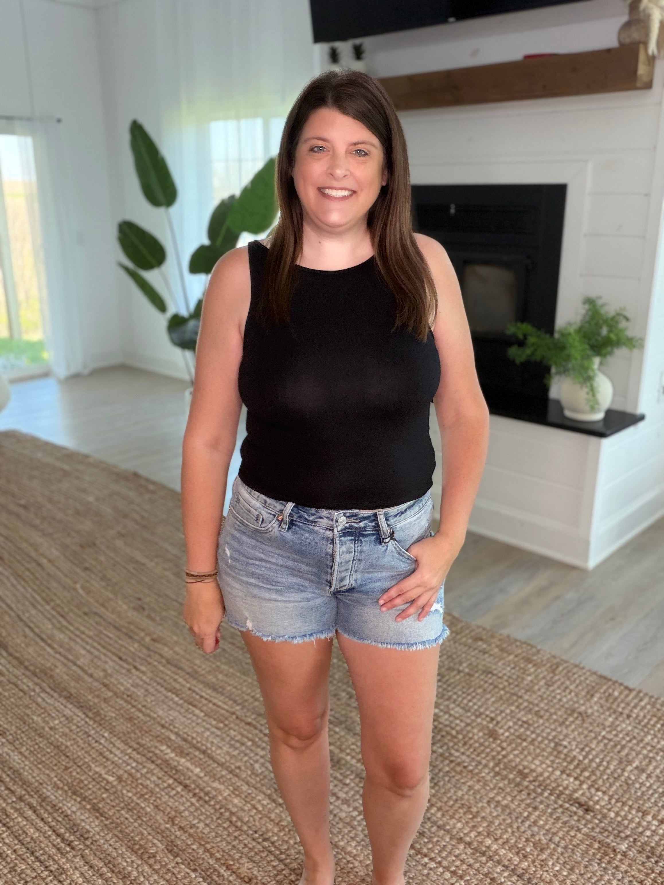 Black High Neck Tank Top
