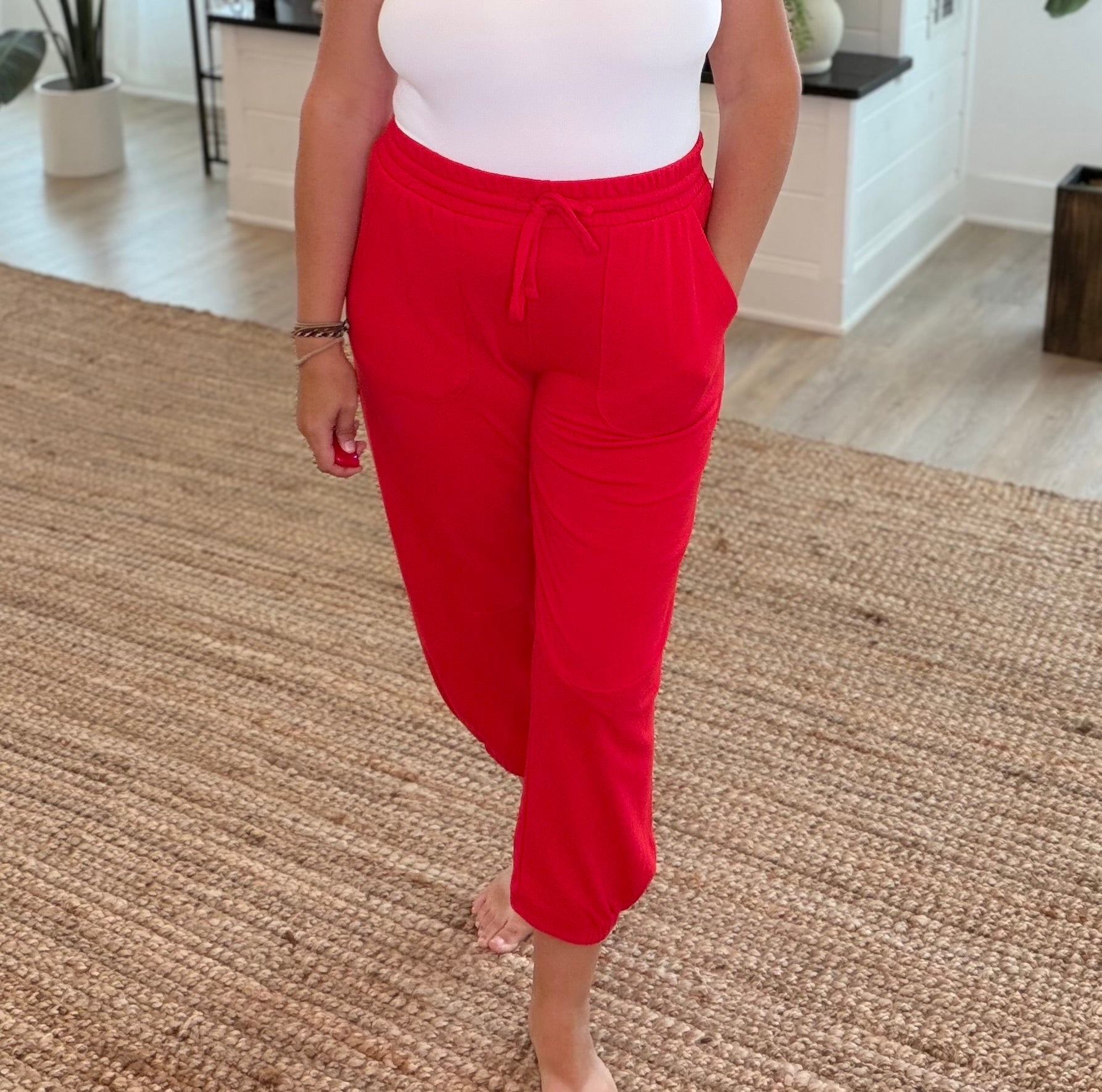 Ruby Red Offset French Terry Lounge Joggers