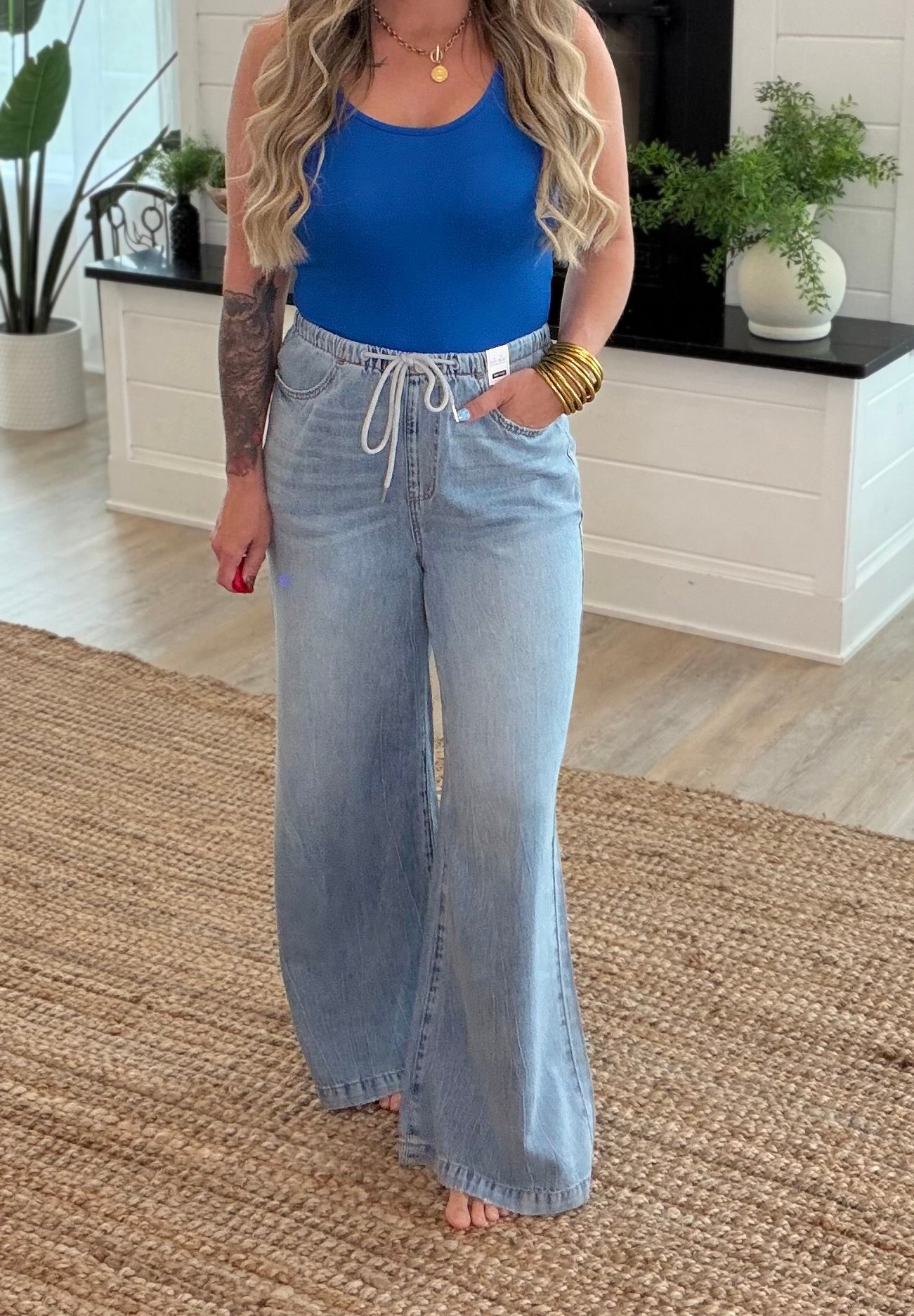 Judy Blue HW Palazzo Featherweight Denim Jeans w/ Drawcord