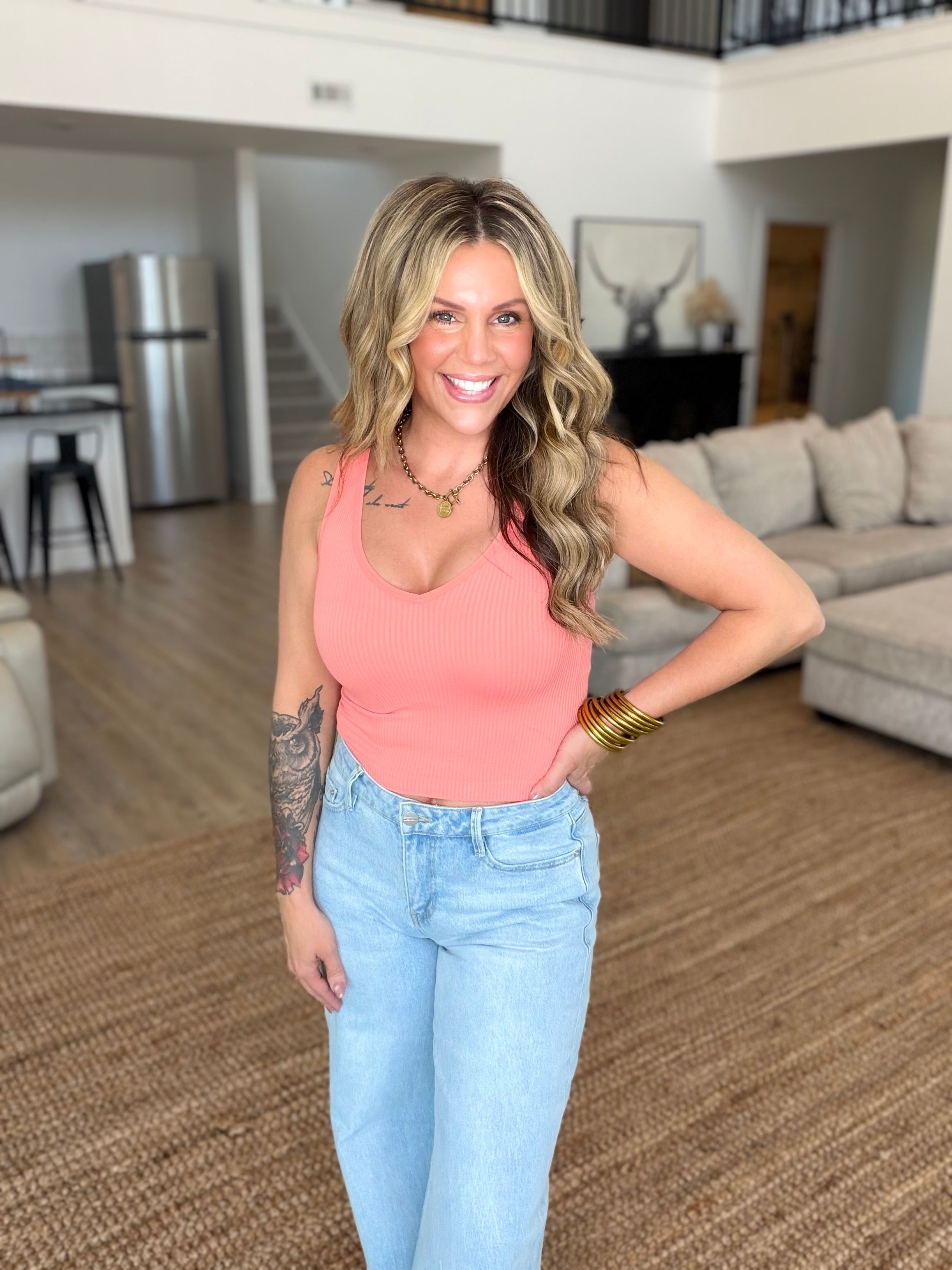 Nikibiki  Camellia V Neck Ribbed Crop Top