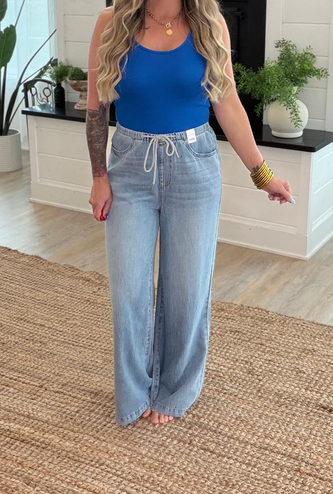 Judy Blue HW Palazzo Featherweight Denim Jeans w/ Drawcord