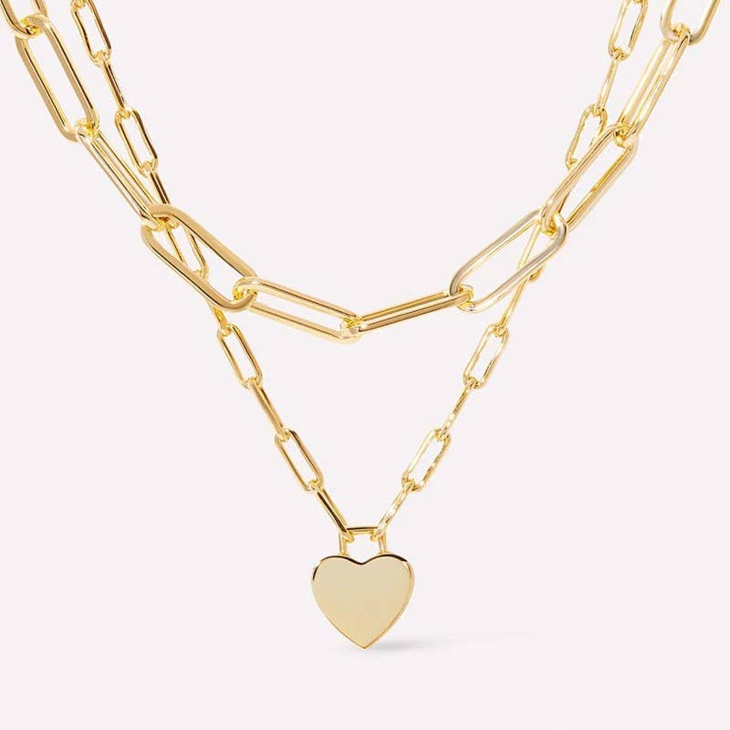Gold Heart Layered Necklace