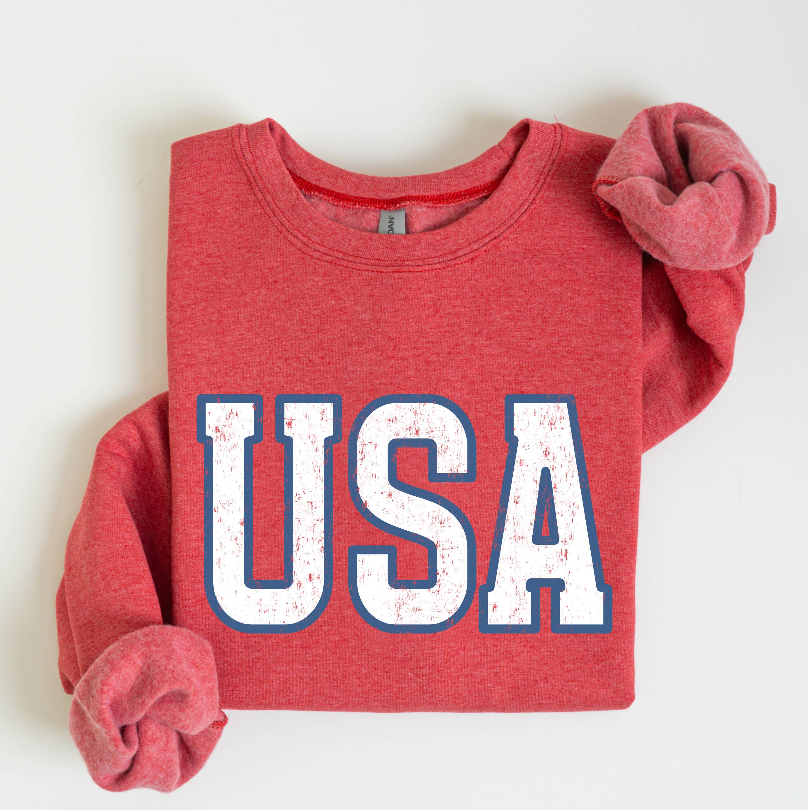 USA Red Vintage Patriotic Graphic Sweatshirt