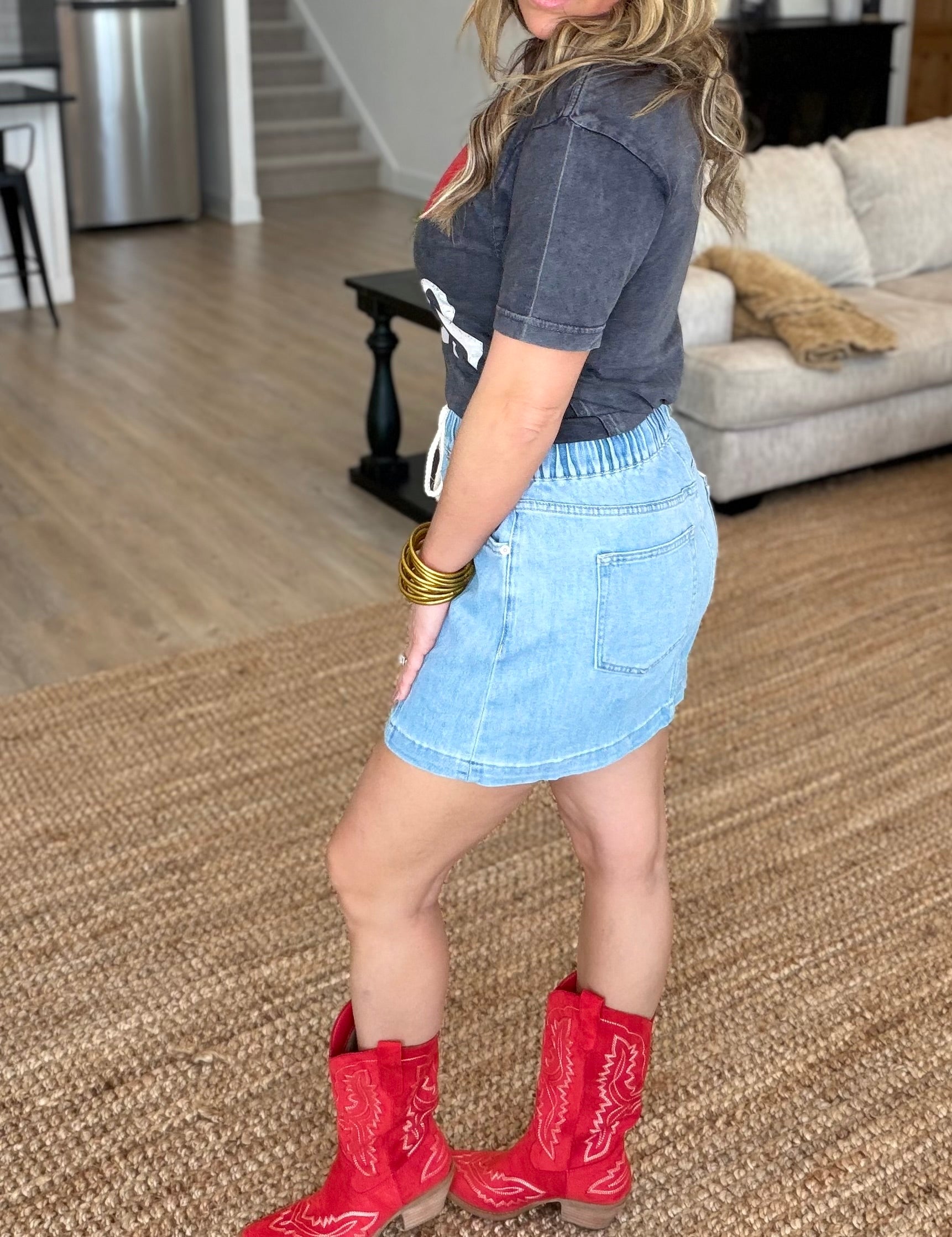 Mica High Rise Denim Mini Skirt