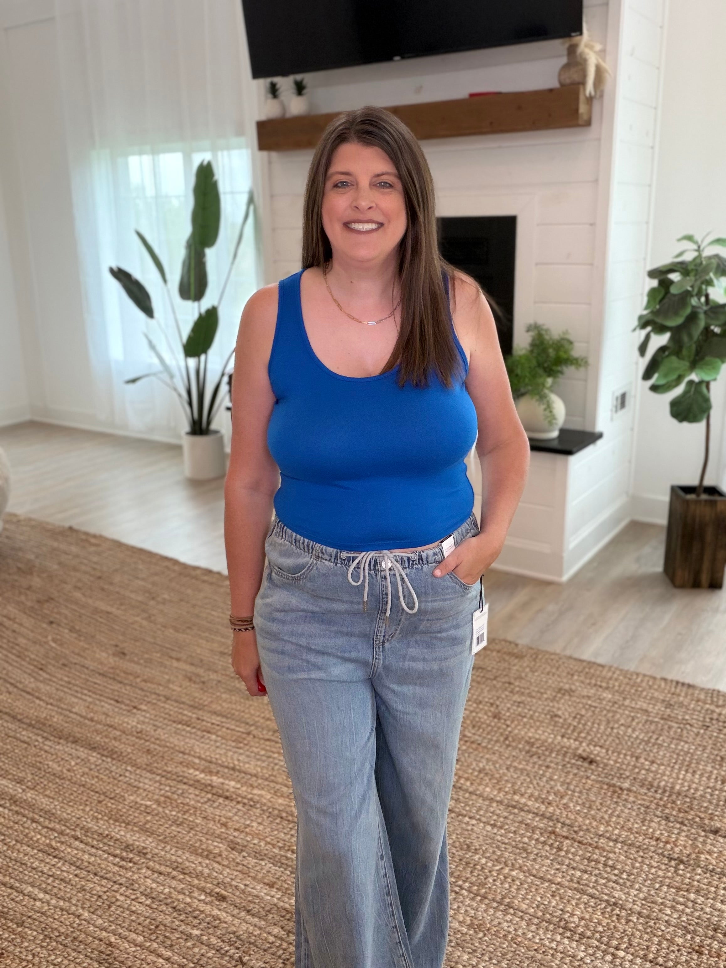 Deep Indigo Brushed Hacci Lounge Tank Top