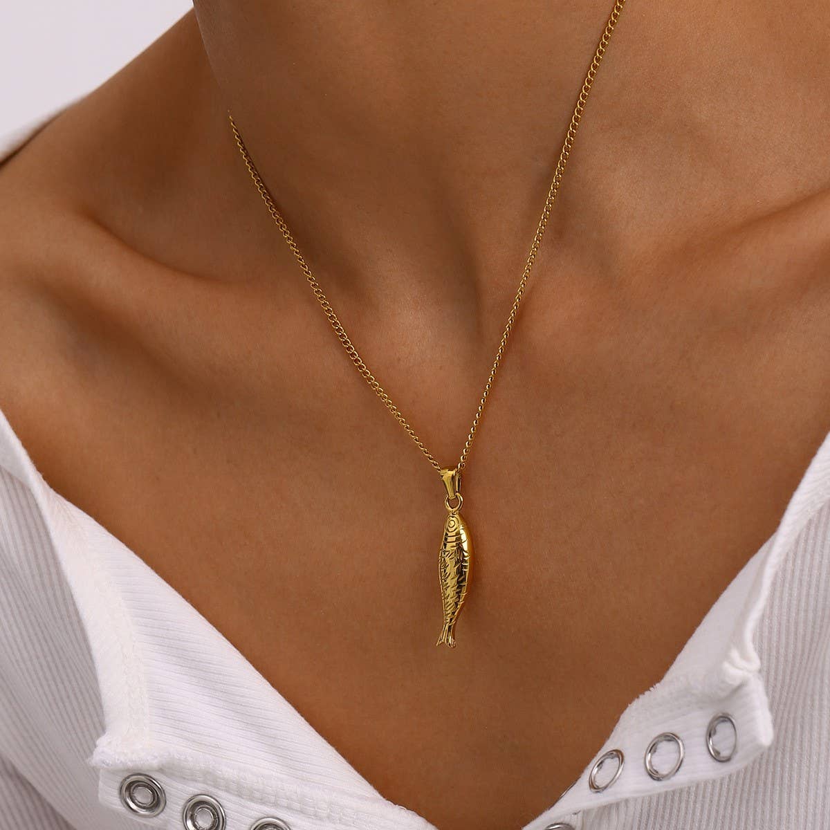 Gold Fish Charm Necklace