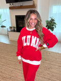 Lulu Mac Red and White Color Block Sweatshirt