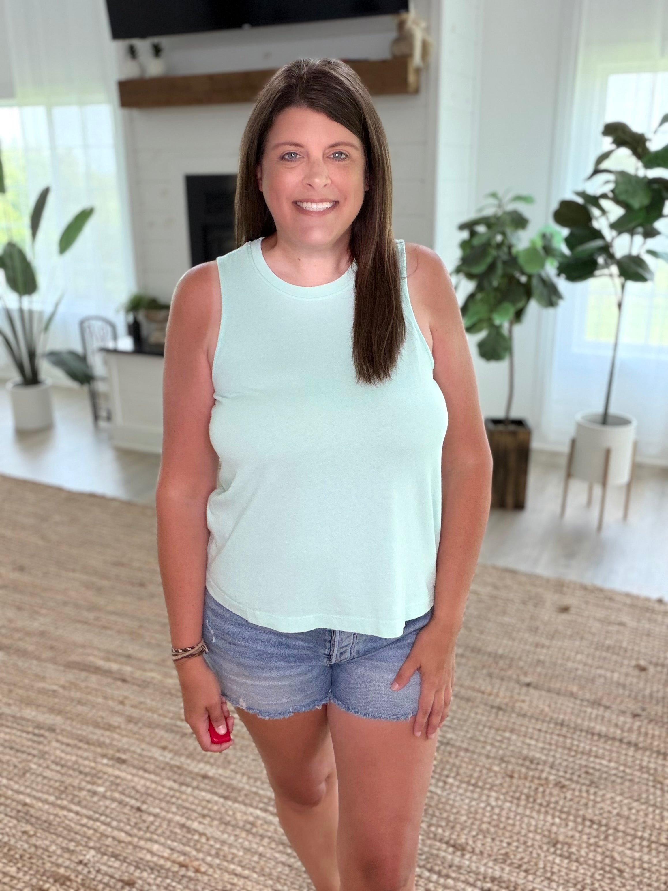 Mint Mineral Washed Sleeveless Top