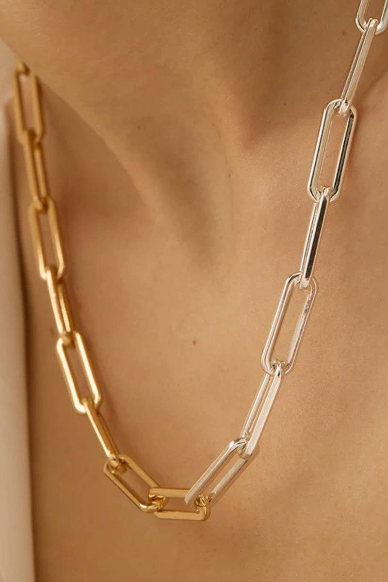 Gold and Silver Paperclip Necklace