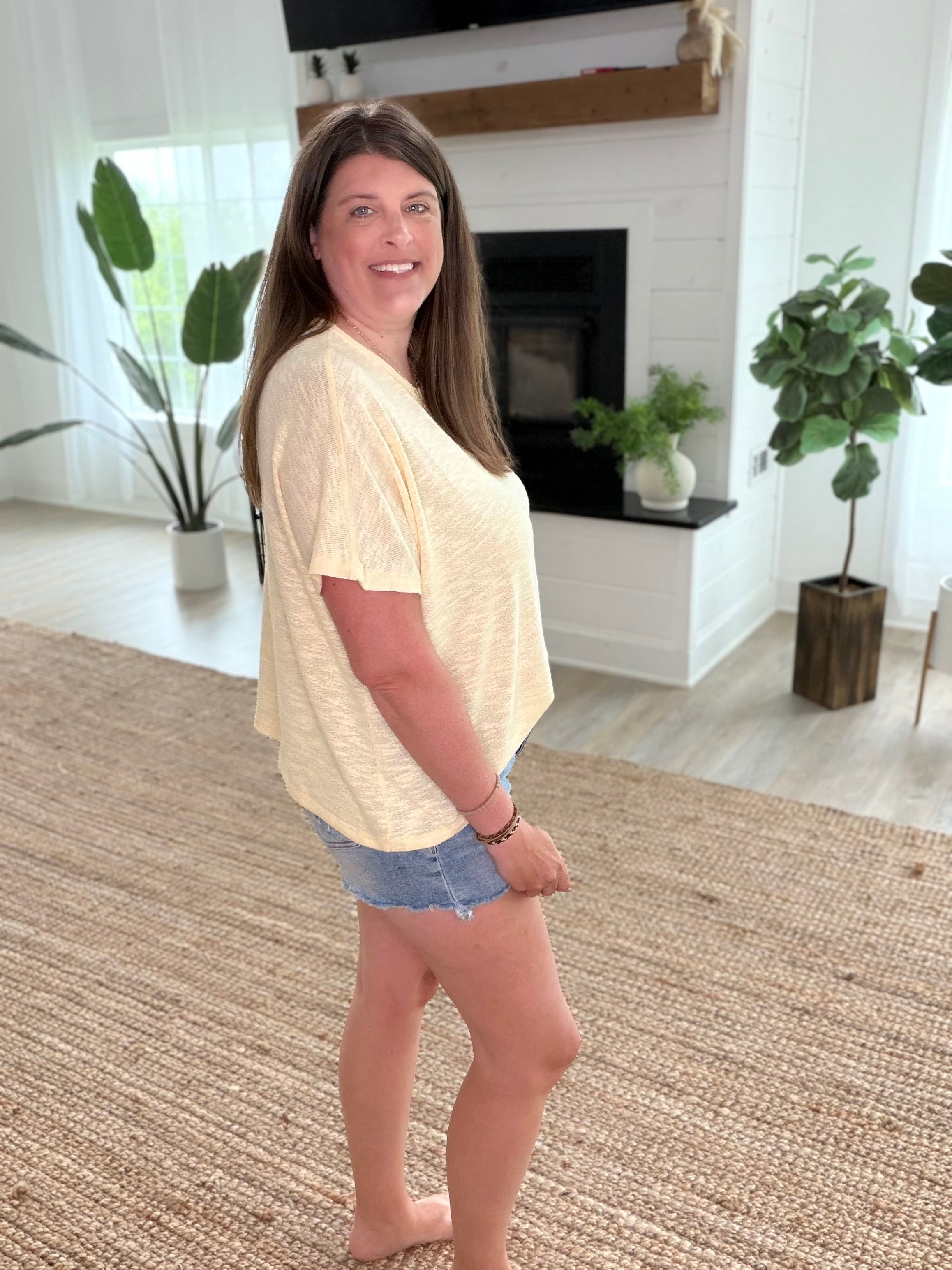 Butter Yellow Oversized Slub Hacci Top