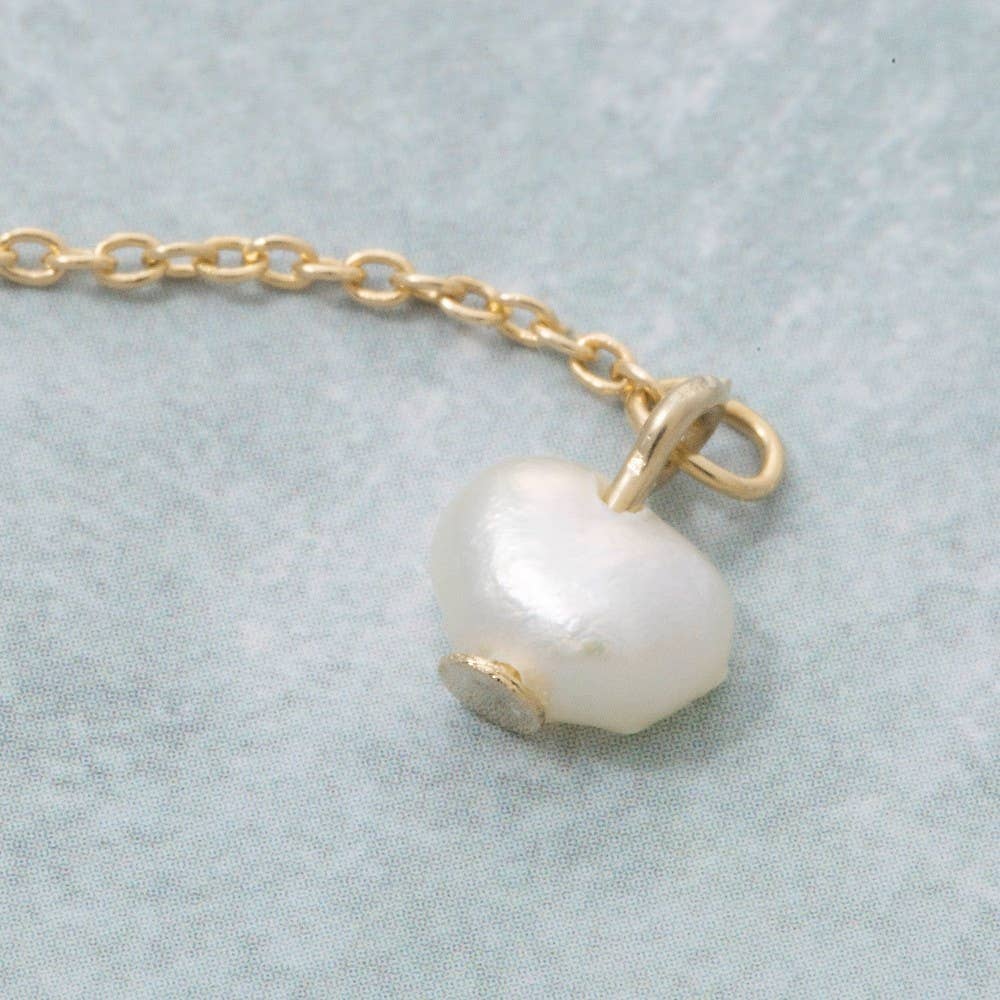 Pearl Charm Lariat Chain Necklace