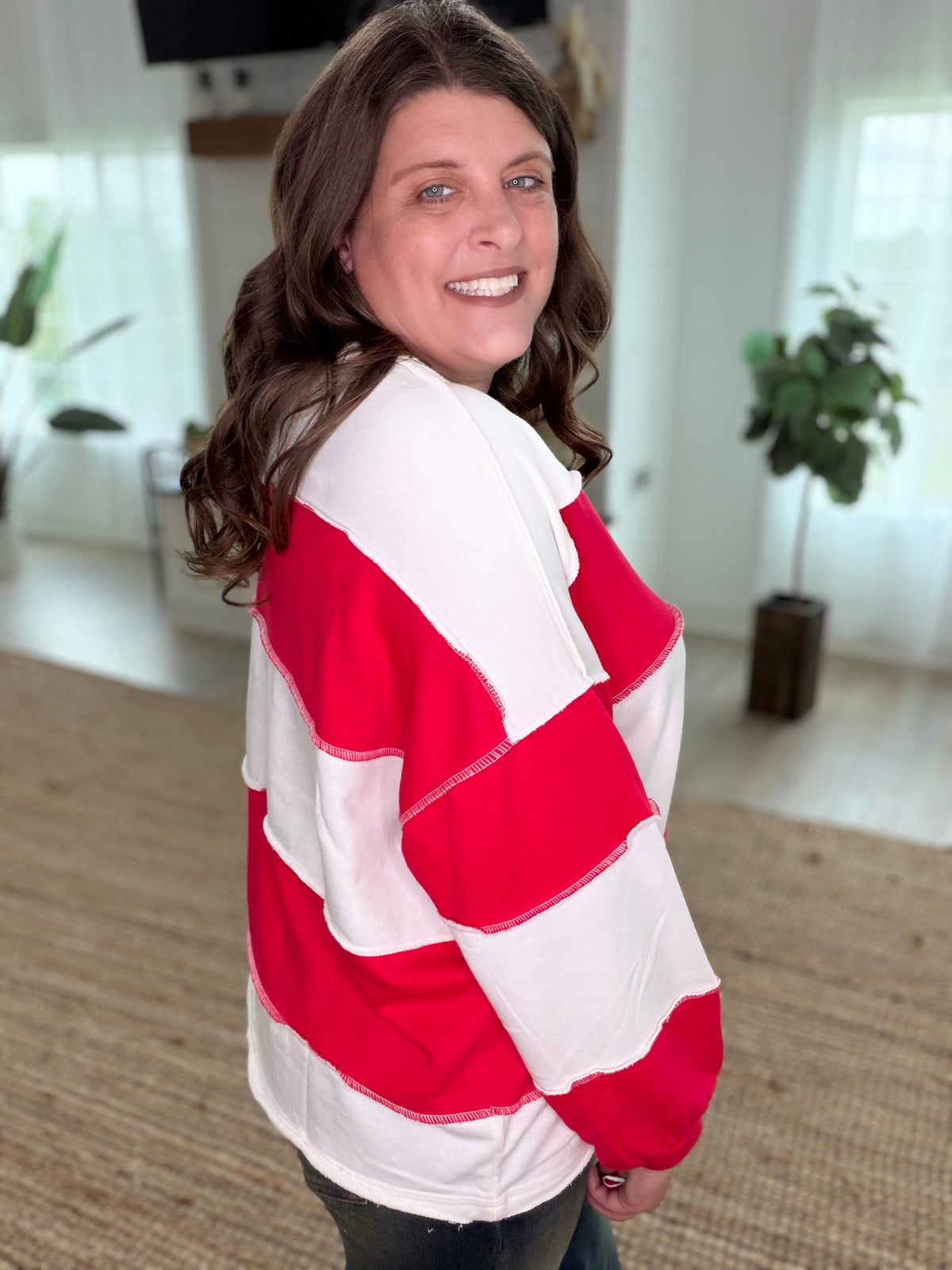 Ruby French Terry Color Block Exposed Seam Top