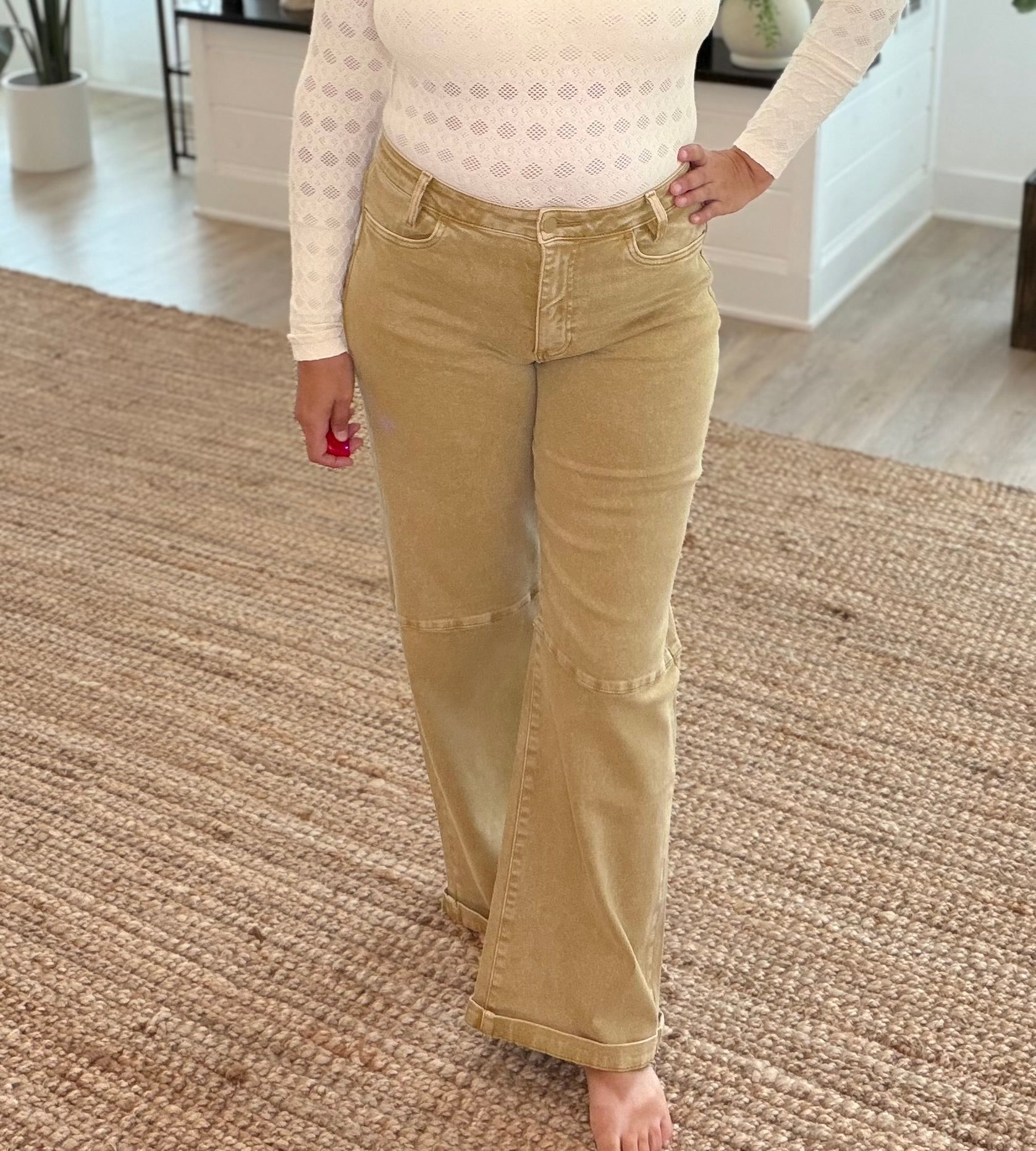 Mica High Rise Wide Leg Cuffed Jeans