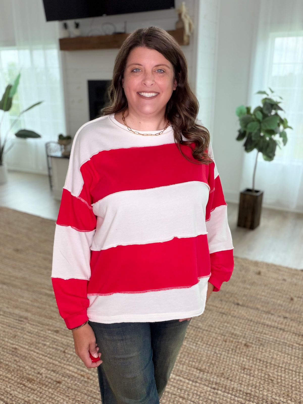 Ruby French Terry Color Block Exposed Seam Top