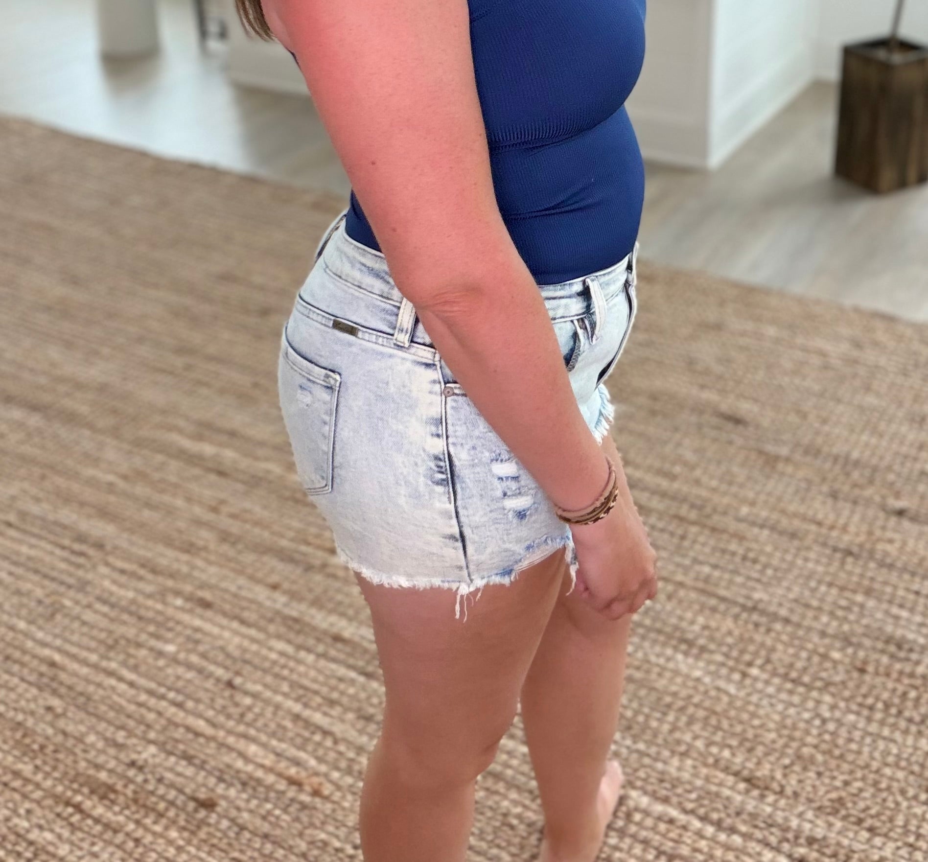 KanCan High Rise Fray Hem Shorts