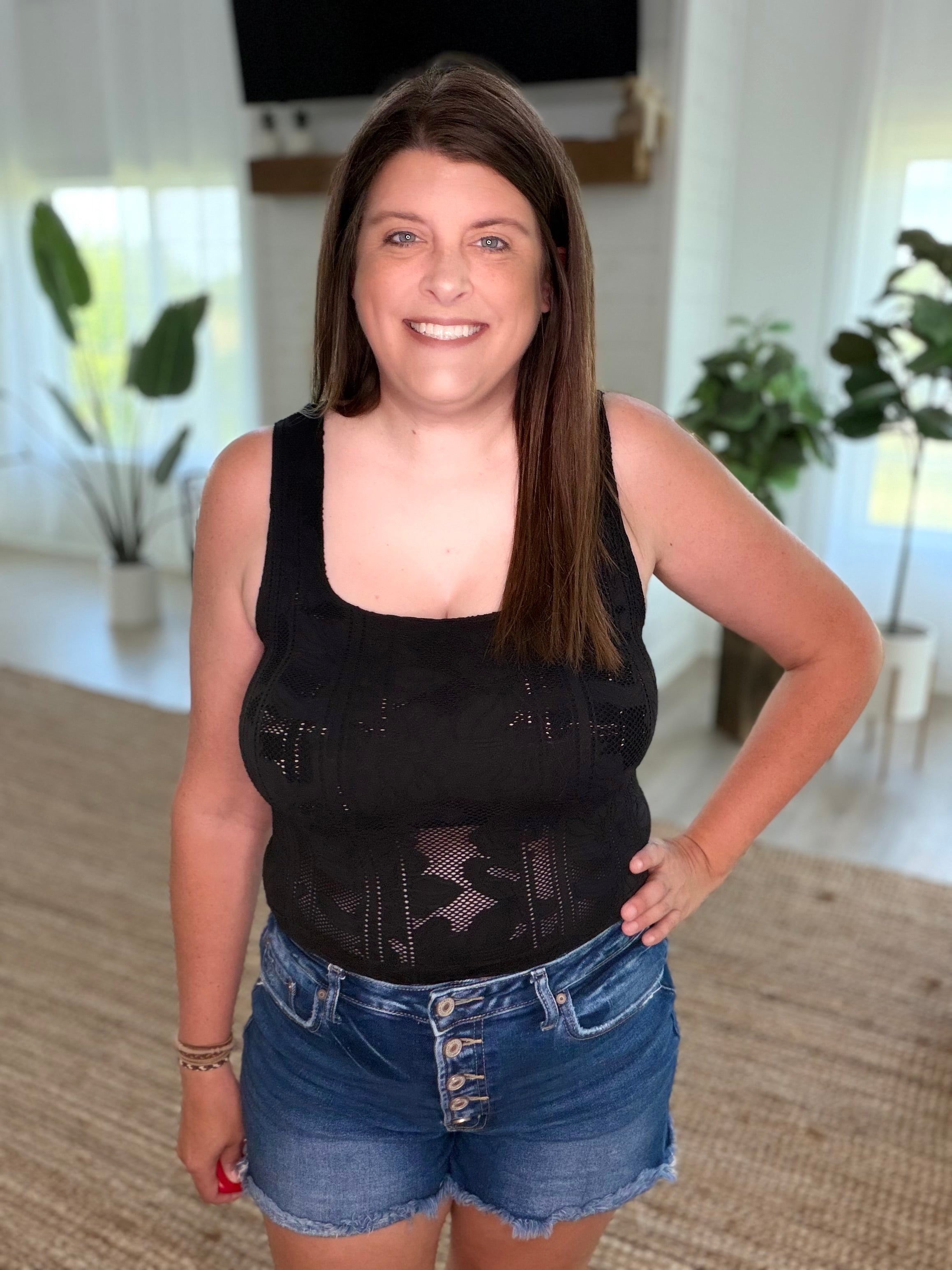 Nikibiki Black Double Lace Square Crop Top