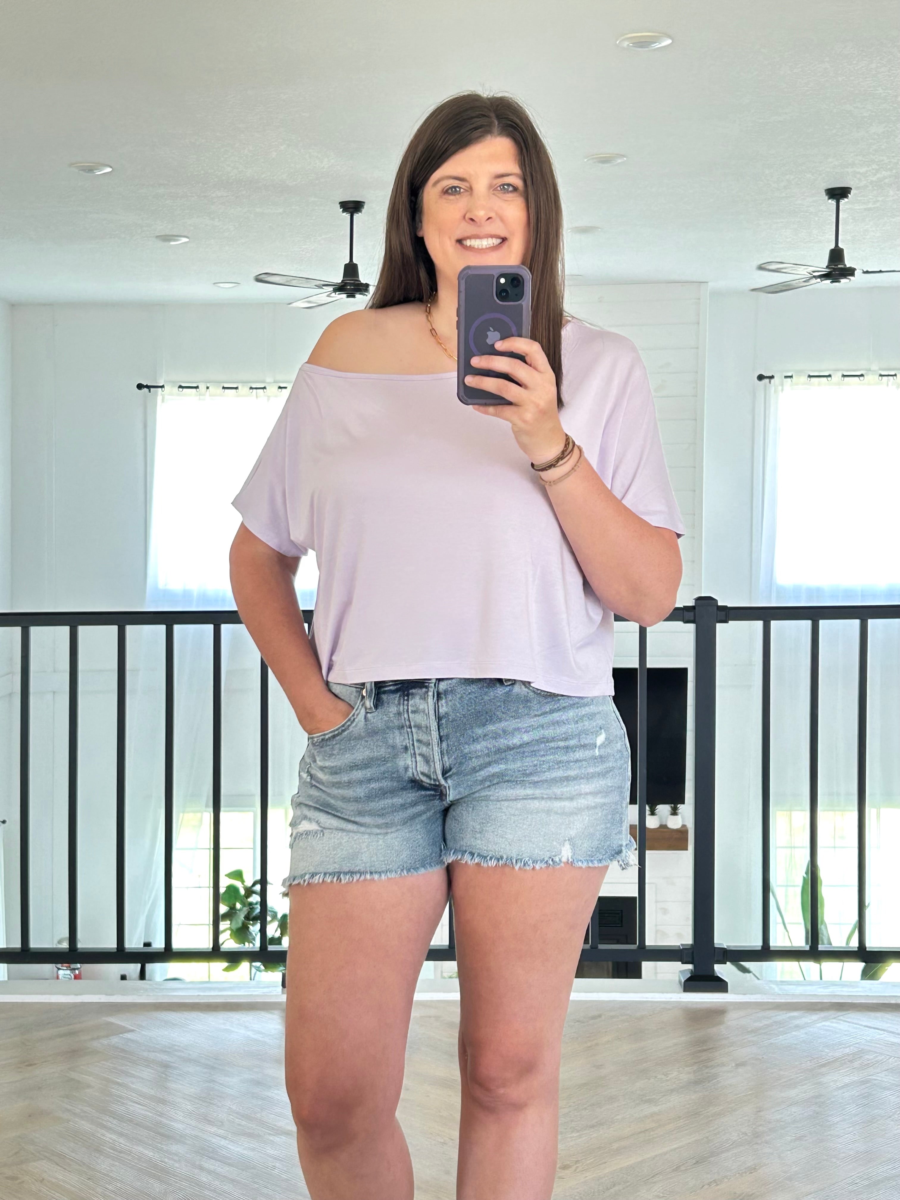 Petal Lilac Viscose Modal Off Shoulder Shirt