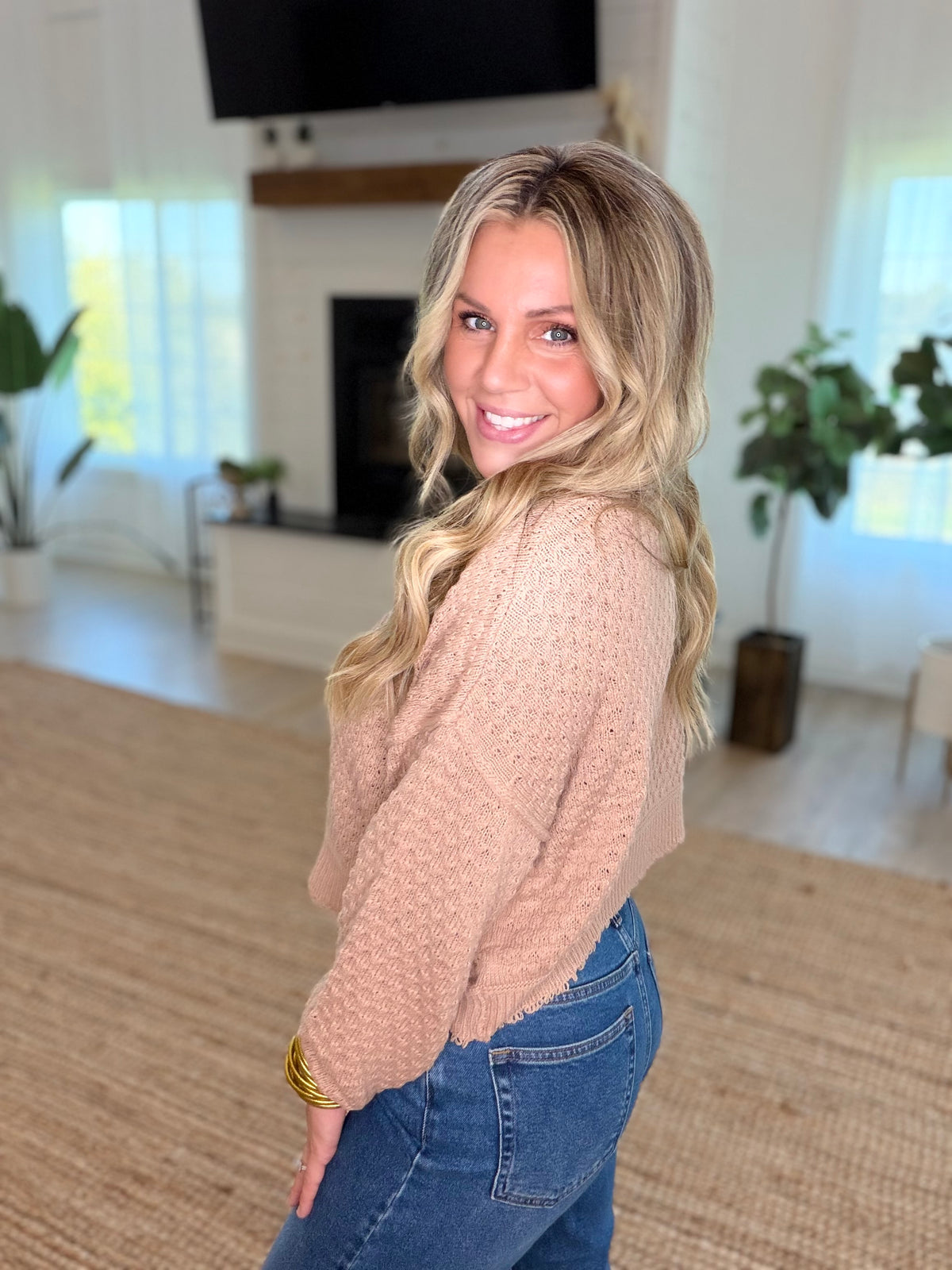 Dark Taupe Textured Boat Neck Sweater