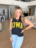 Iowa Black Mineral Wash Graphic Tank