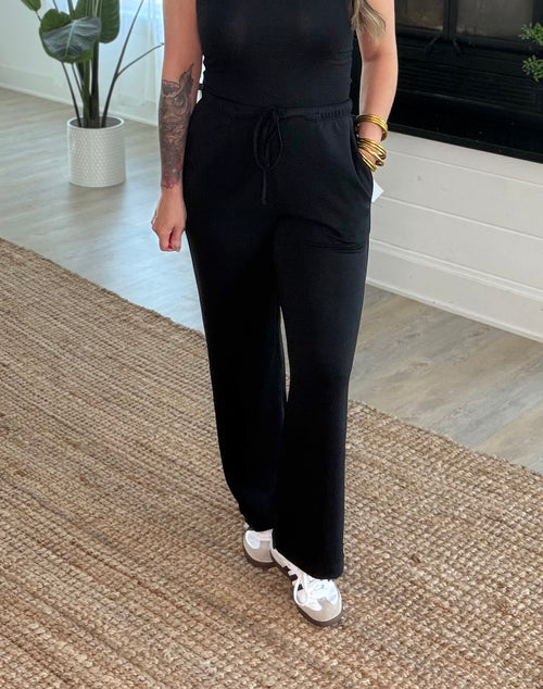 Black Laguna Scuba Wide-Leg Pant