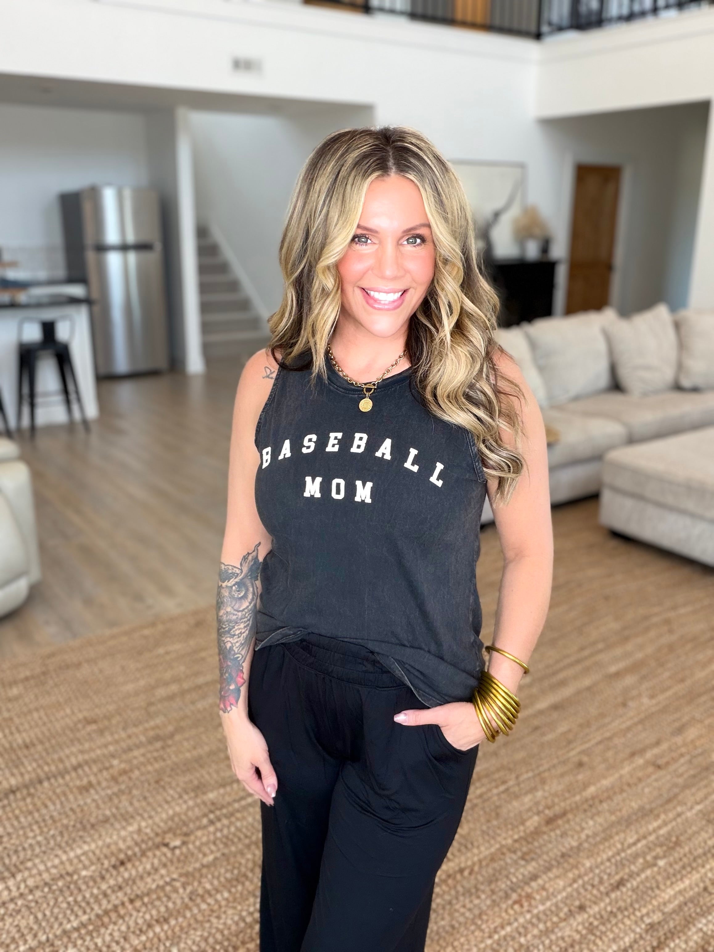 Baseball Mom Mineral Wash Graphic Tank
