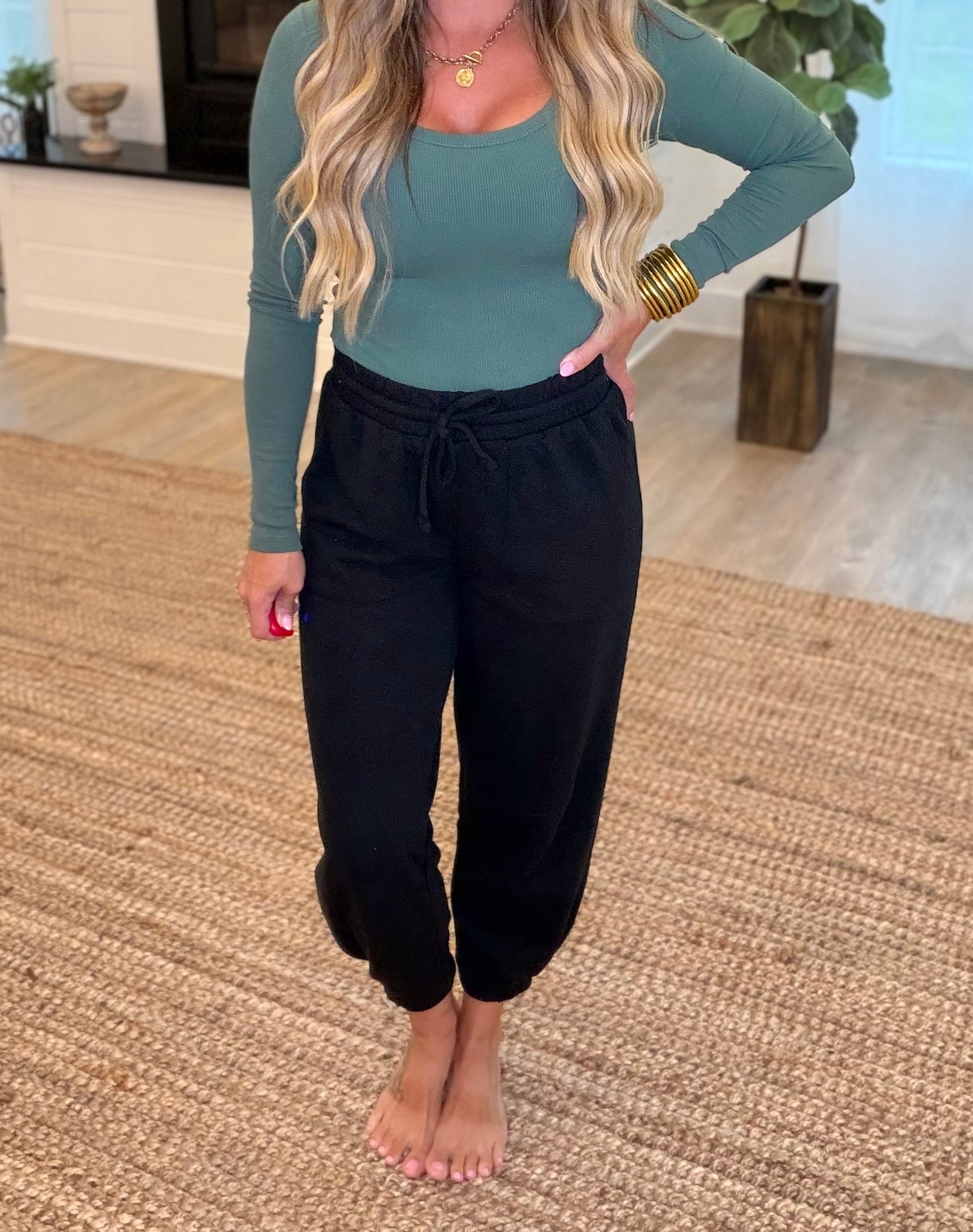 Black Offset French Terry Lounge Joggers