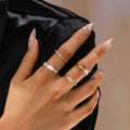 Gold-Tone Mixed Crystal & Pearl Stacking Ring Set