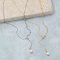 Pearl Charm Lariat Chain Necklace