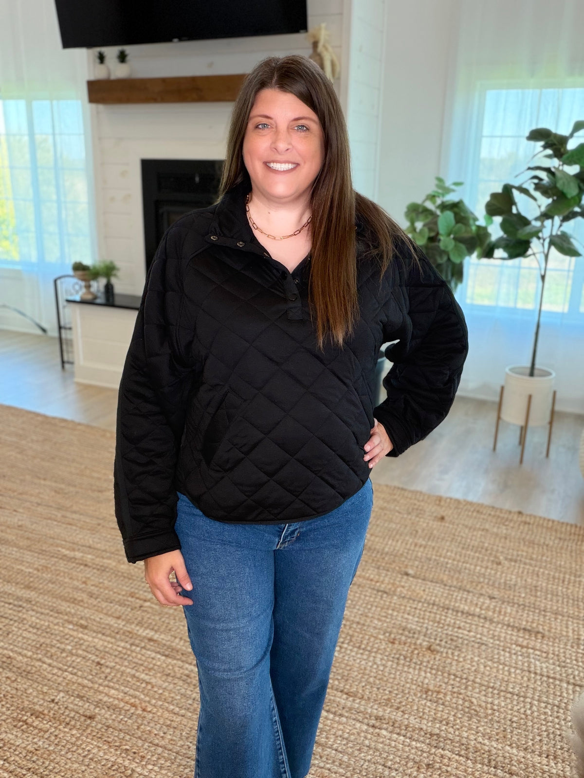 Black Everyday Quilted Snap Jacket