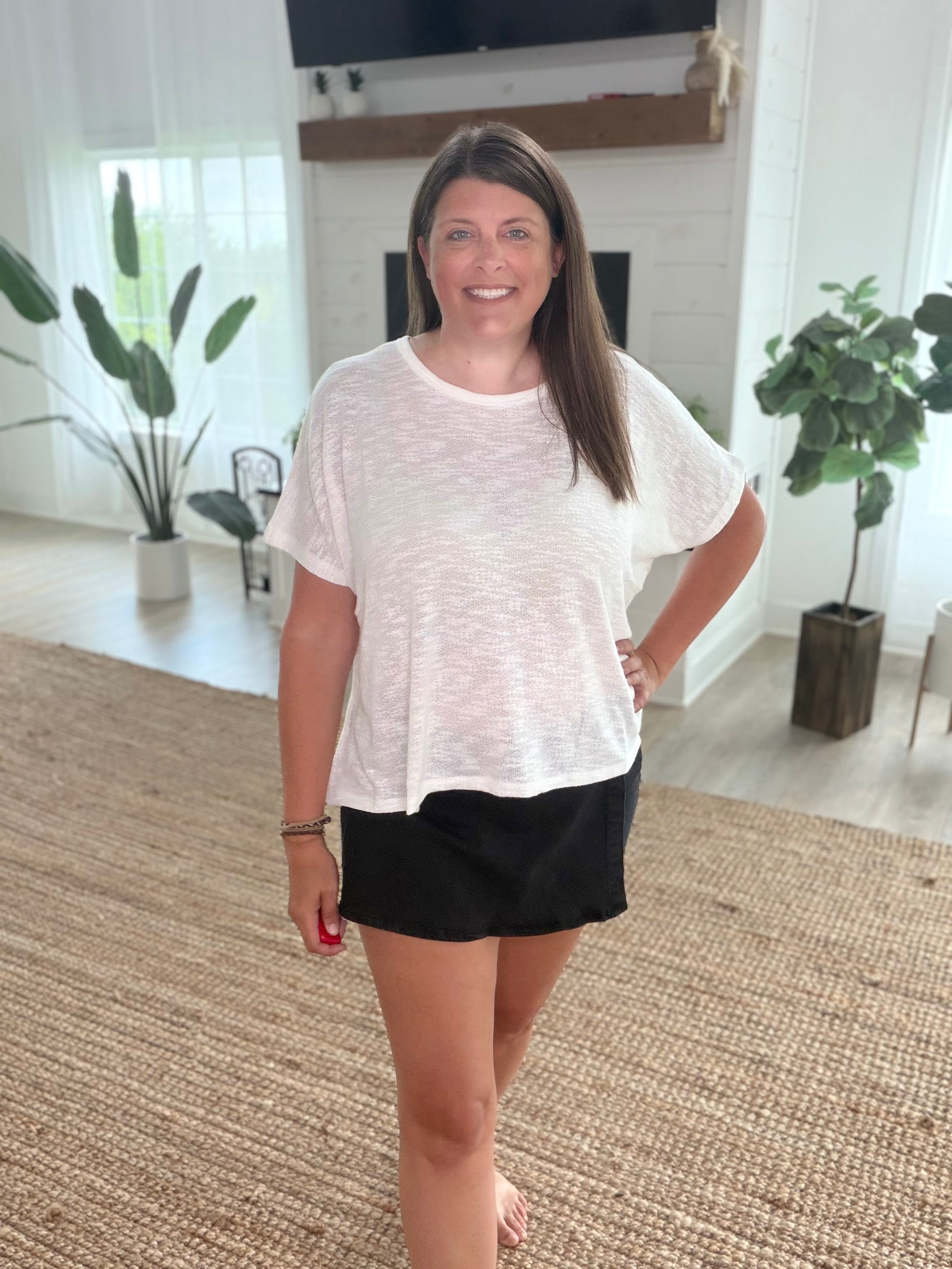 Black Washed denim skort