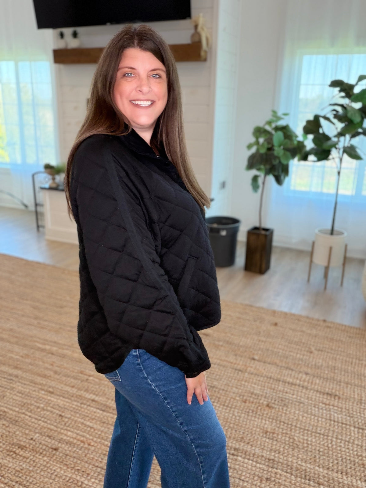 Black Everyday Quilted Snap Jacket