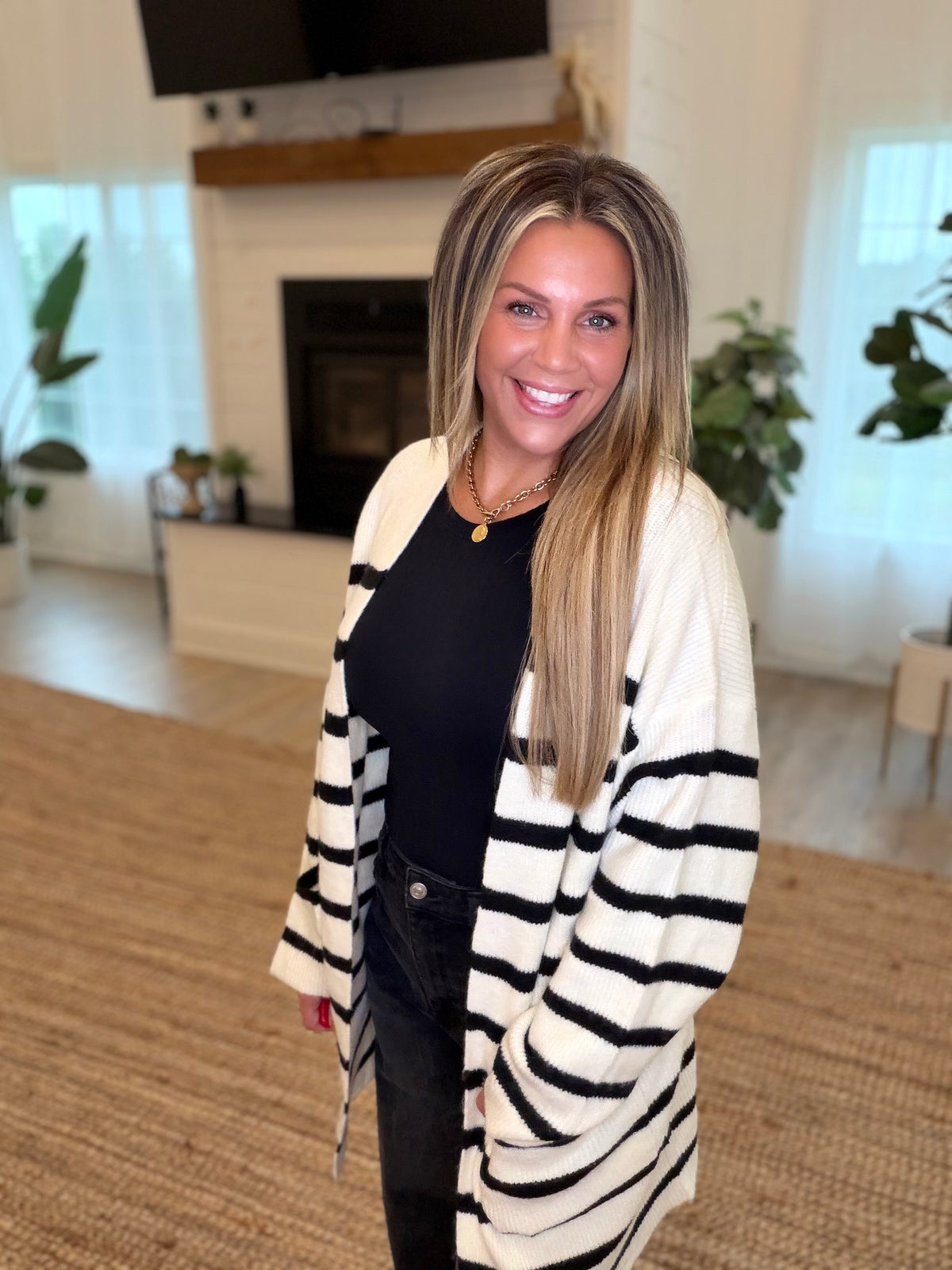 Cream Stripe Cardigan