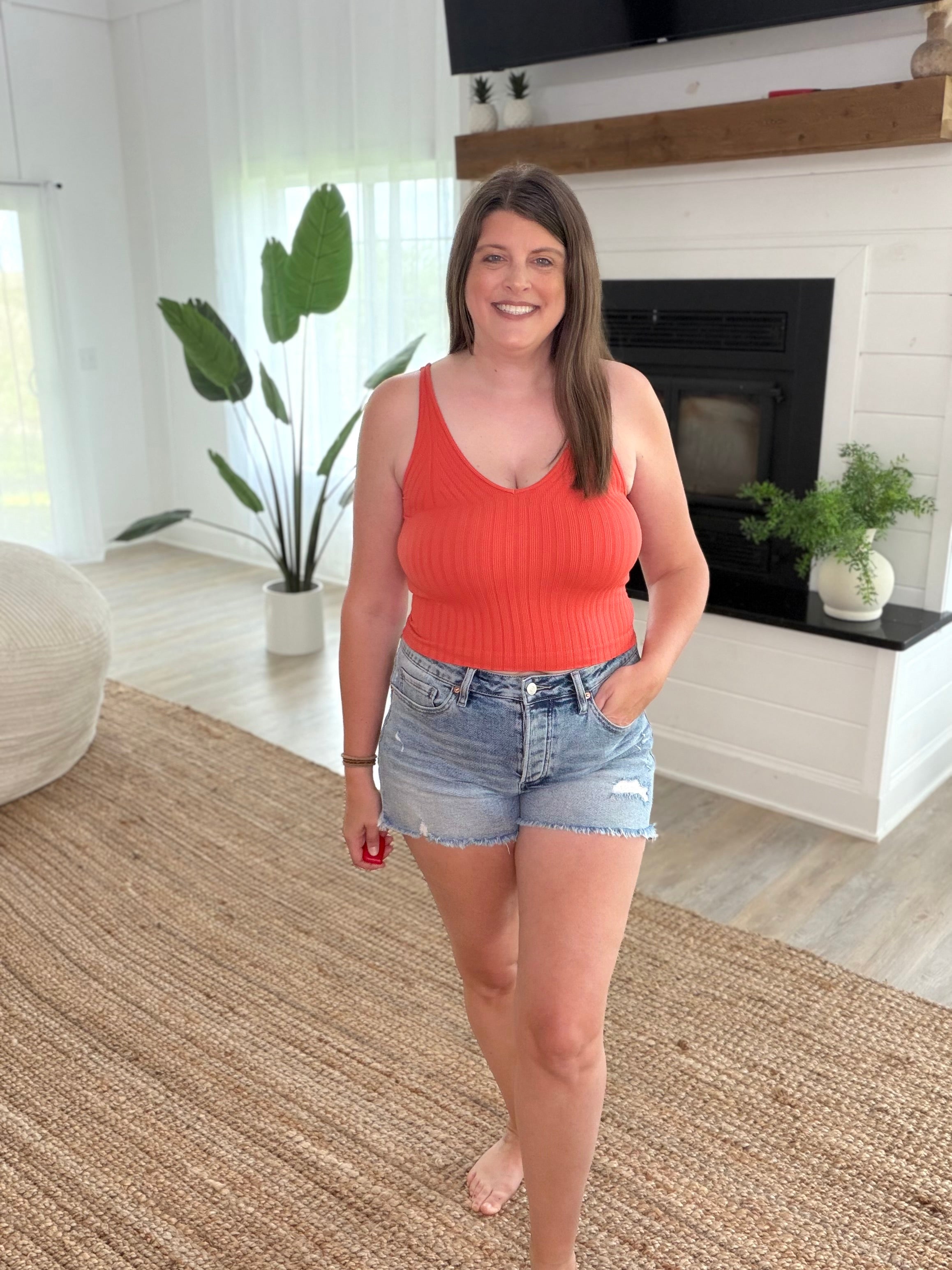 Nikibiki Burnt Sienna Wide Ribbed Tank Top