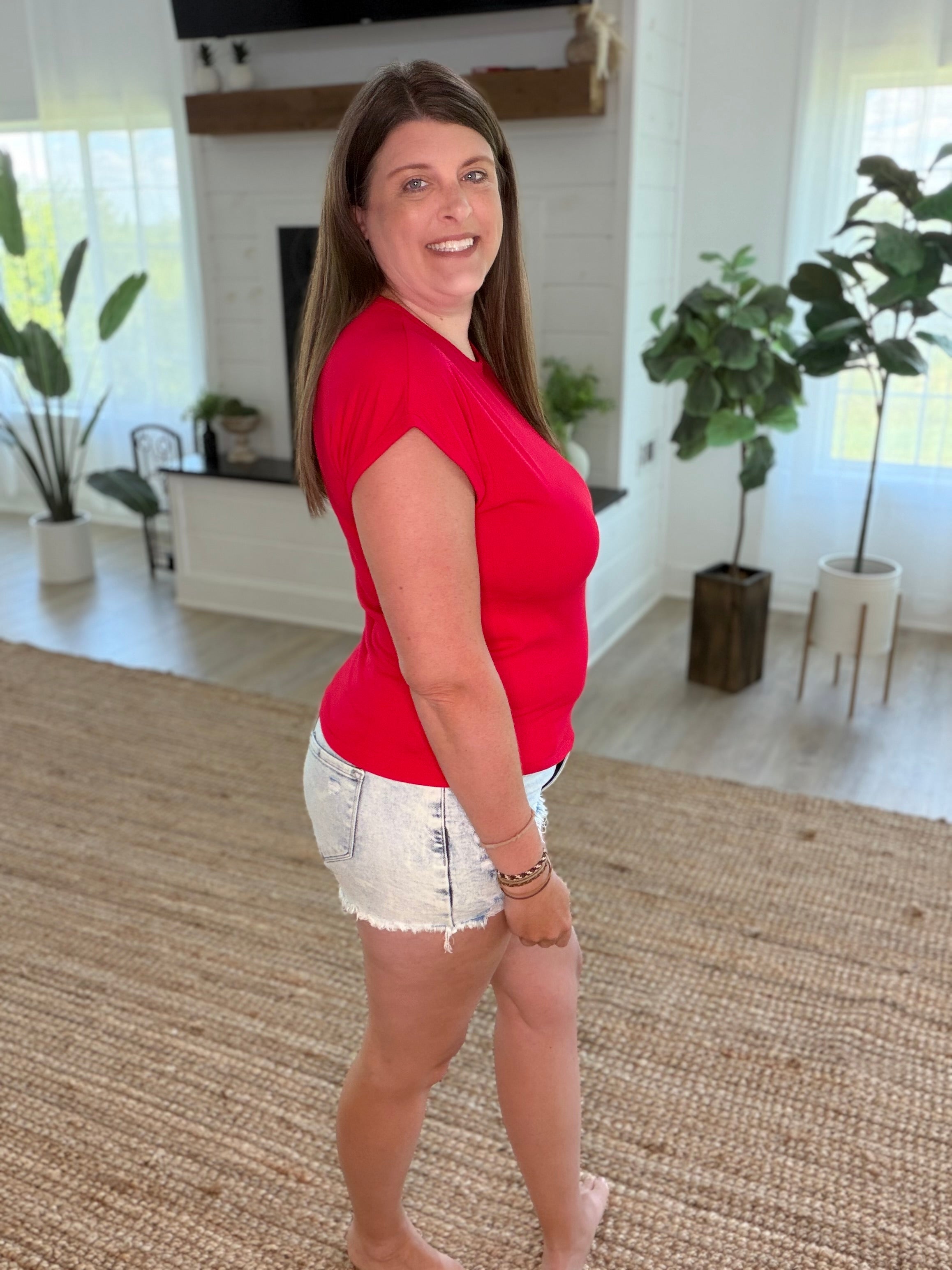 Red Ribbed Top