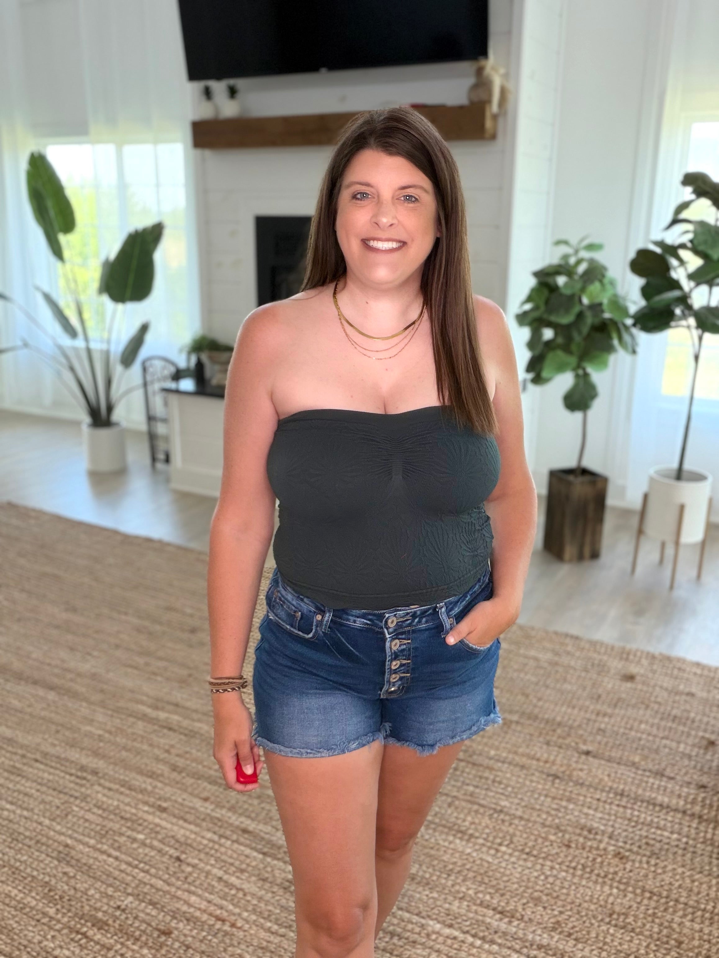 Nikibiki Forest Night Lace Textured Tube Top