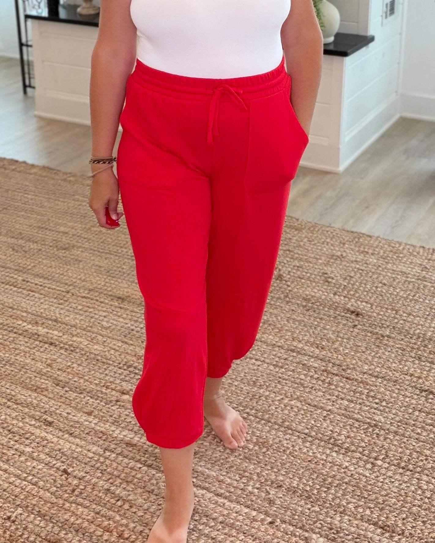 Ruby Red Offset French Terry Lounge Joggers