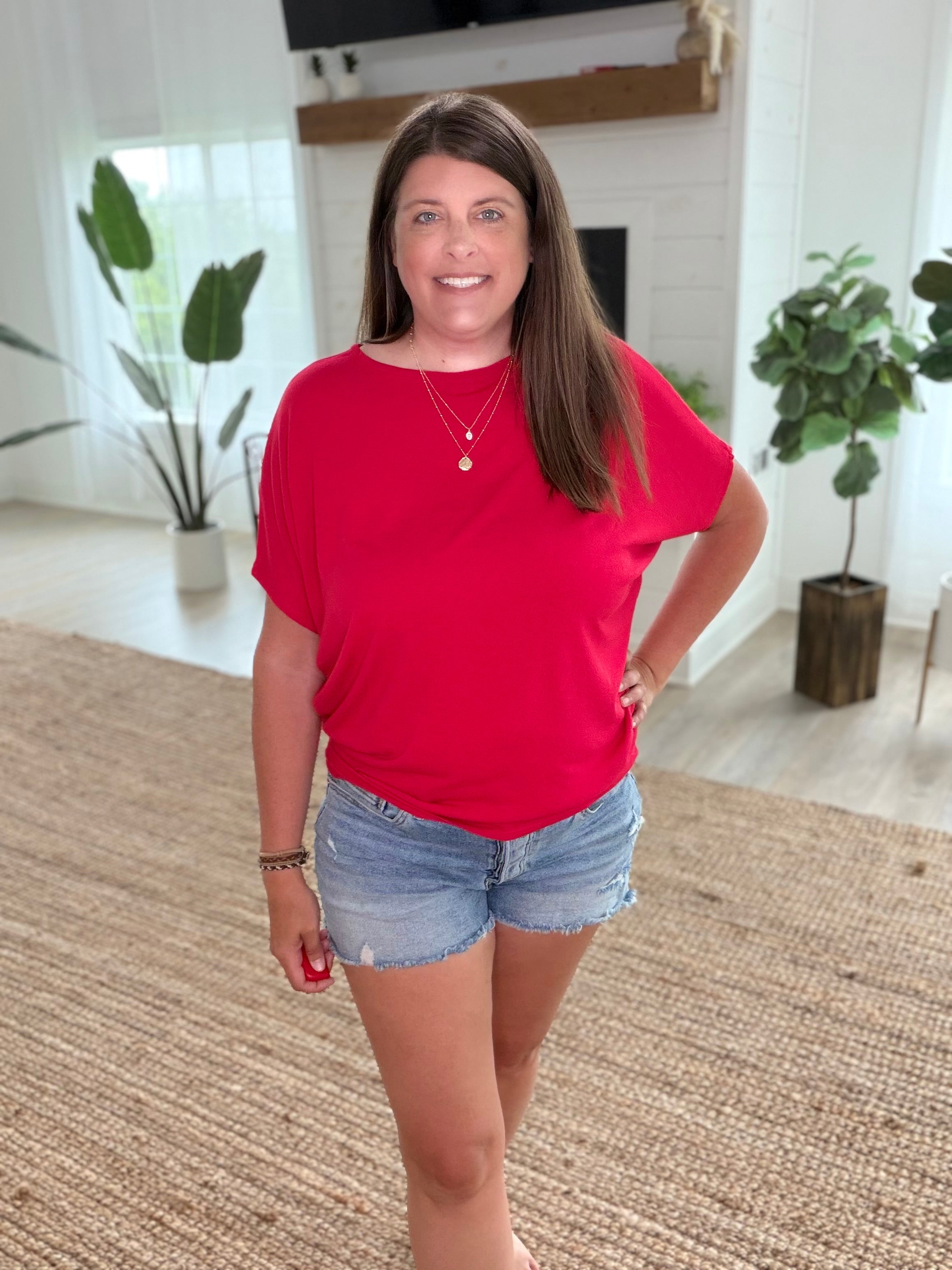 Ruby Hacci Dolman Sleeve Boat Neck Top