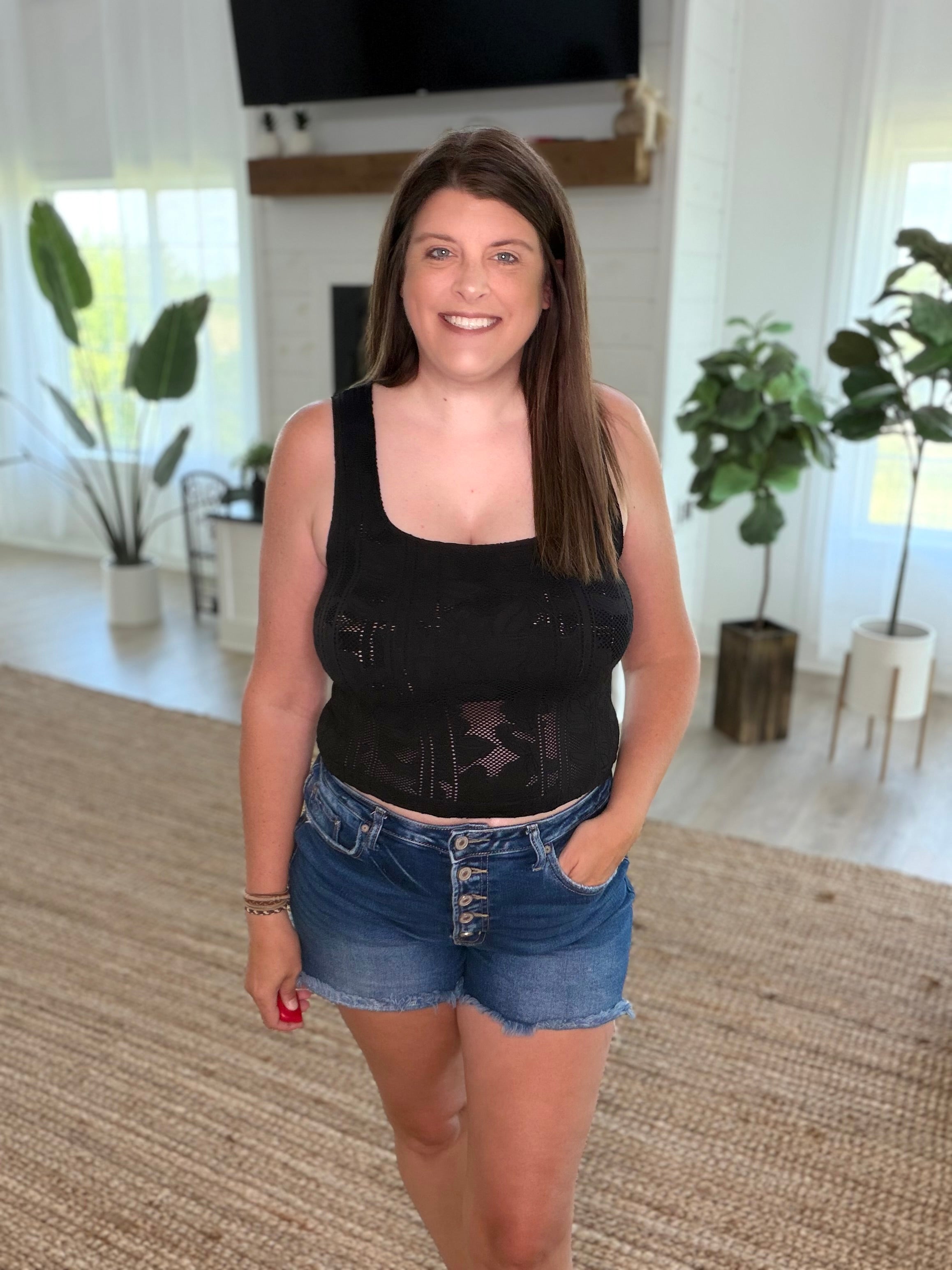 Nikibiki Black Double Lace Square Crop Top
