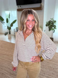 Ivory Striped Collared Top