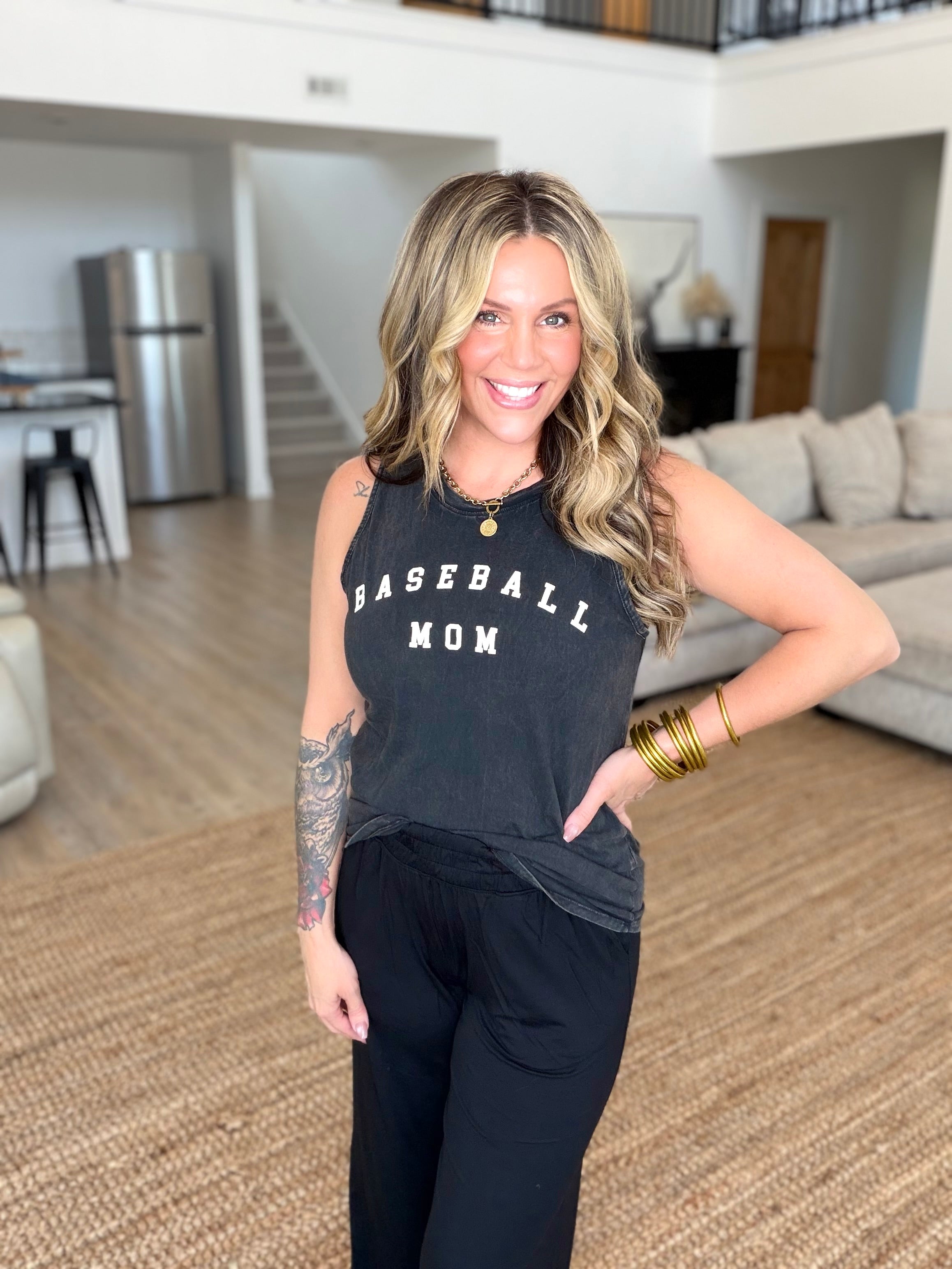 Baseball Mom Mineral Wash Graphic Tank