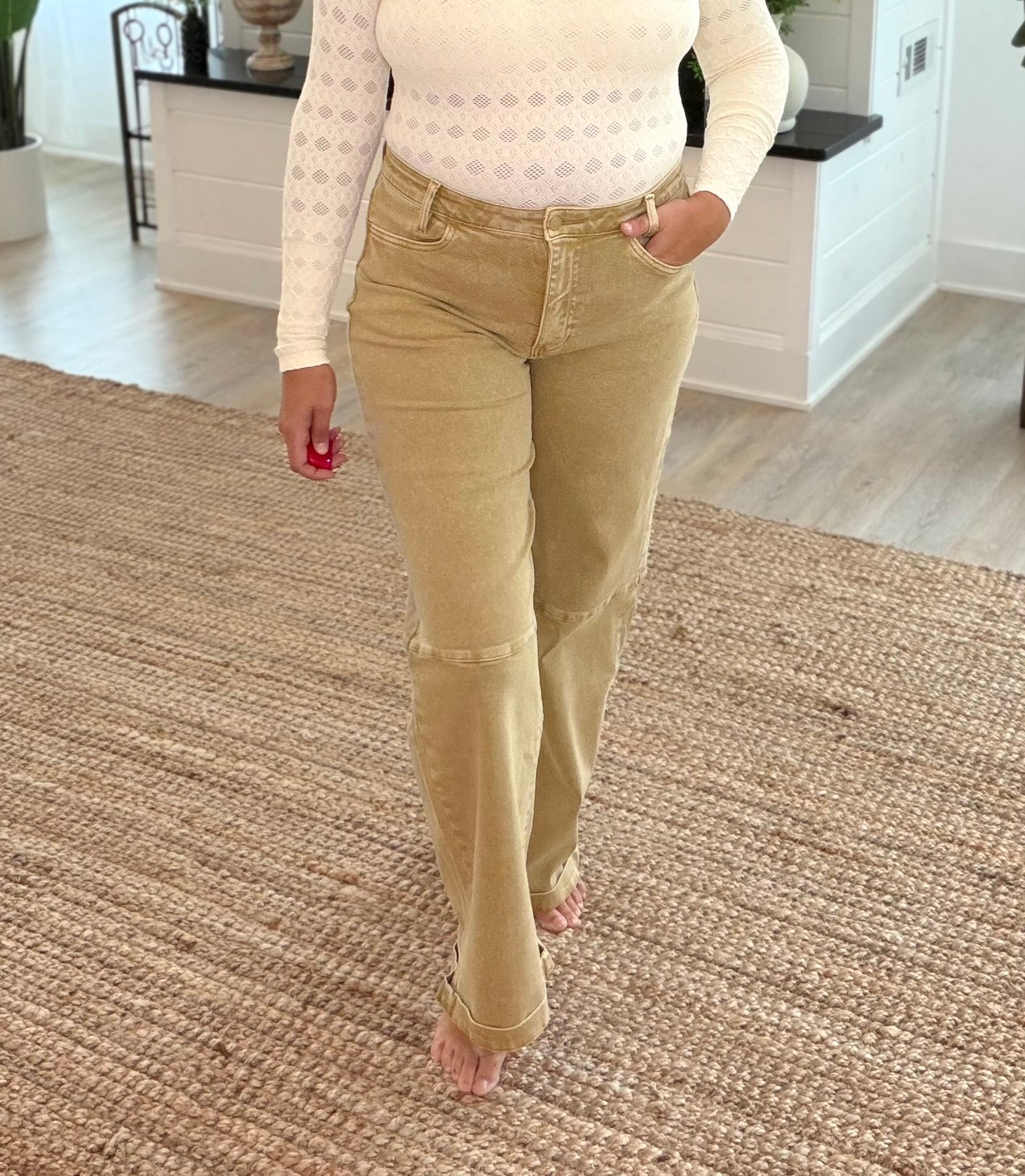 Mica High Rise Wide Leg Cuffed Jeans