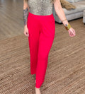 Red Viscose Modal Wide Leg Pants