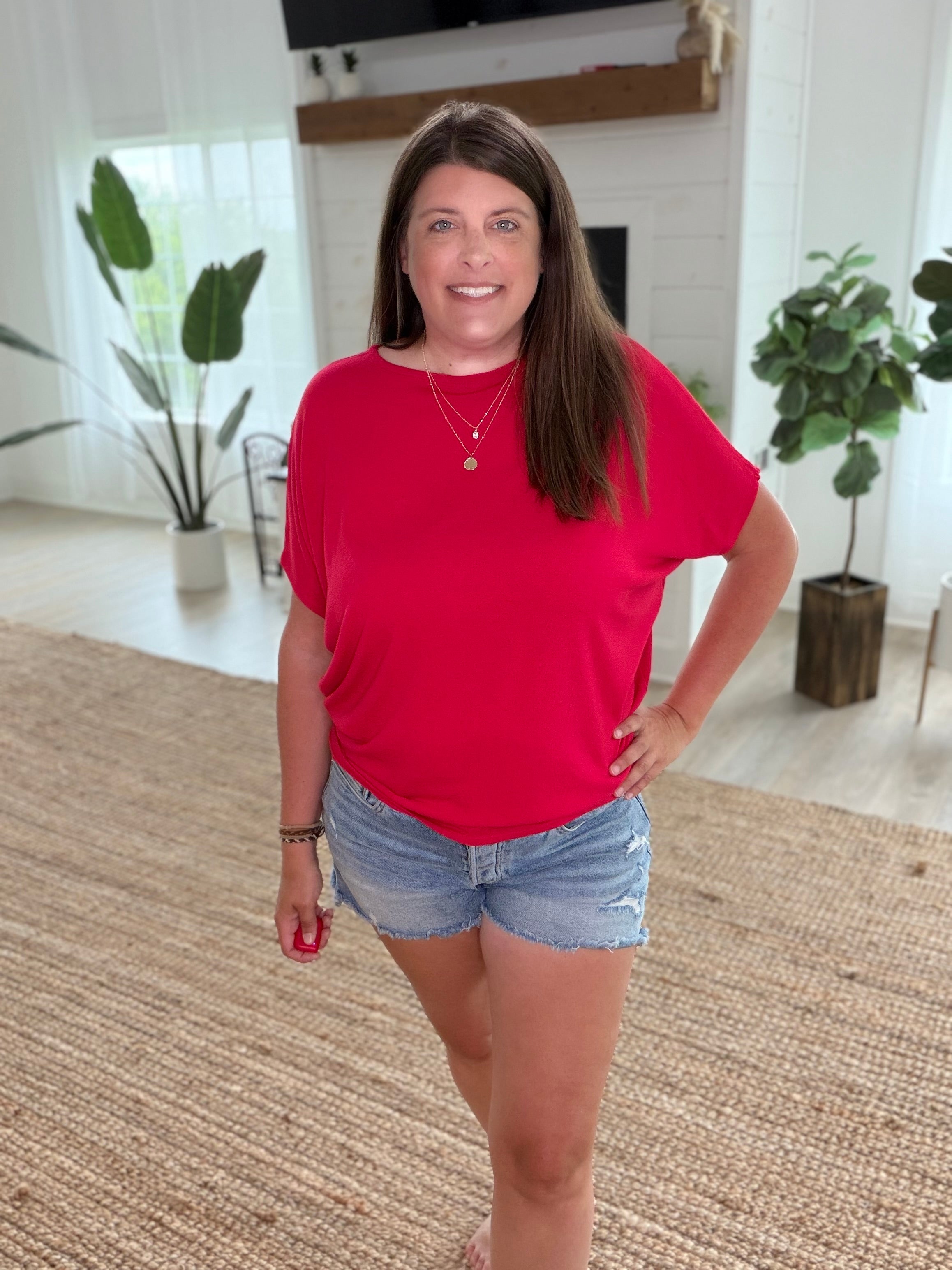 Ruby Hacci Dolman Sleeve Boat Neck Top