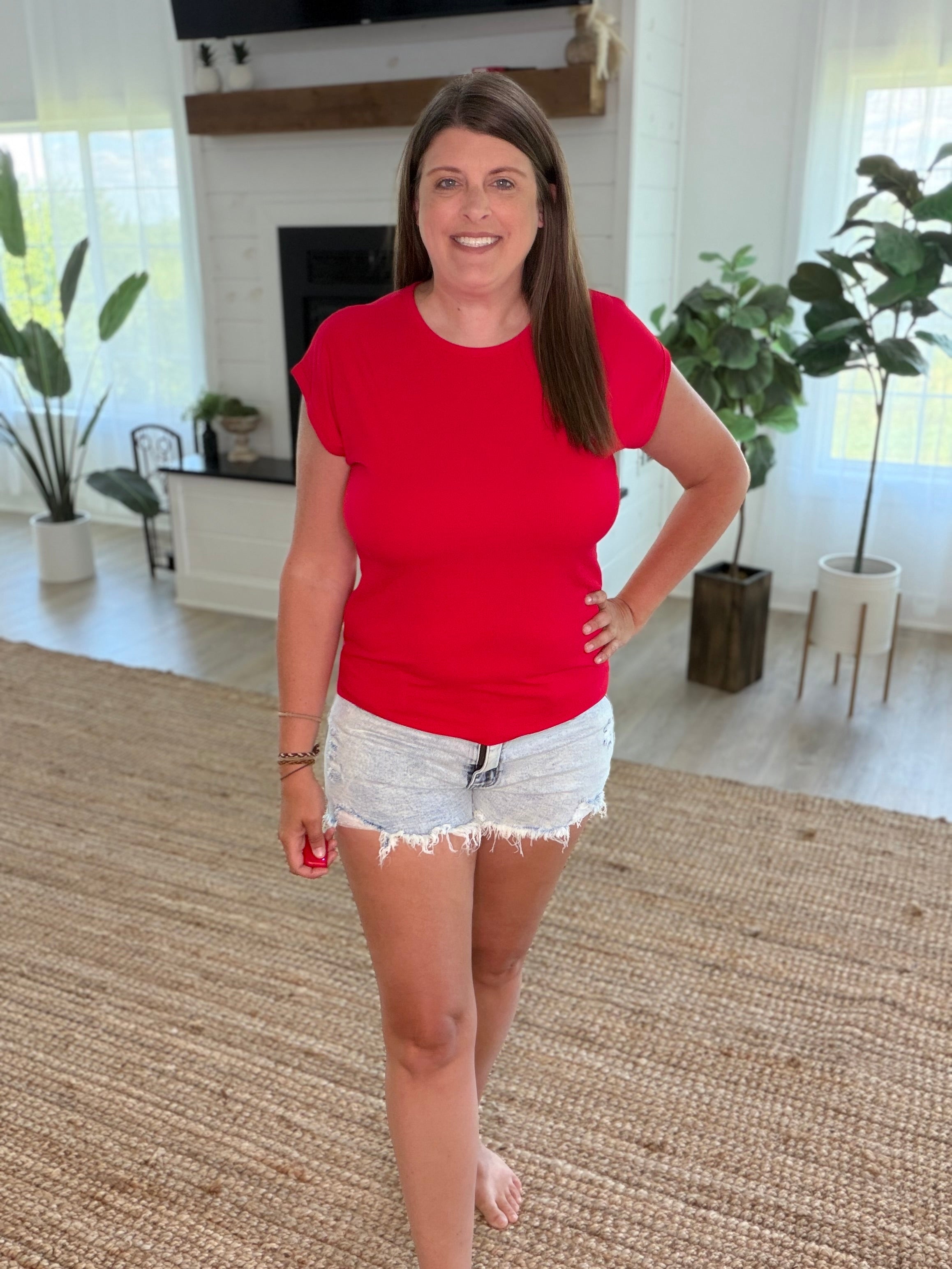 Red Ribbed Top